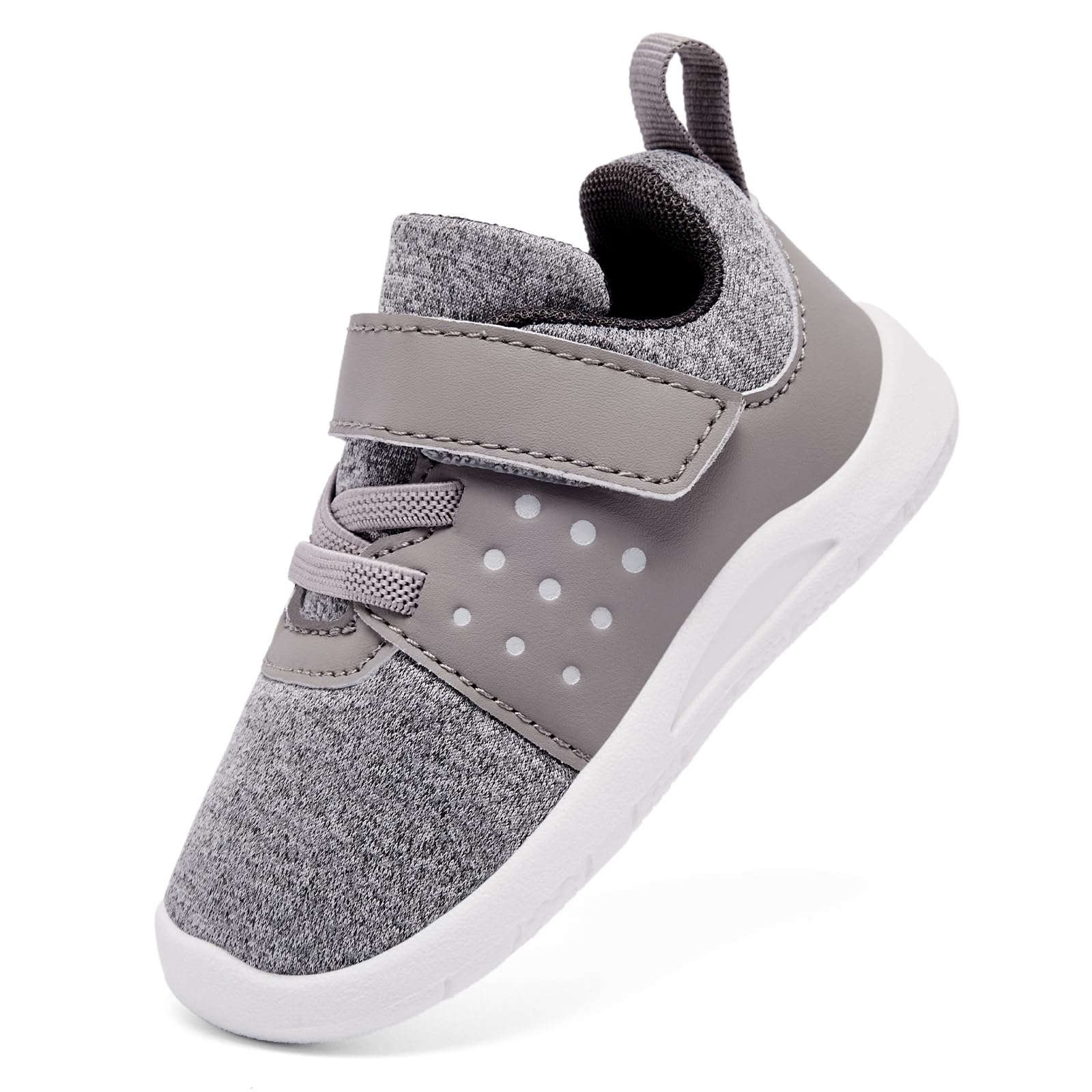 MORENDL Toddler Baby Shoes 0-4 Years Boy Girl Lightweight Breathable Non-Slip Sports Sneakers Running Walking Tennis Barefoot Shoes MixGrey 9-12Months