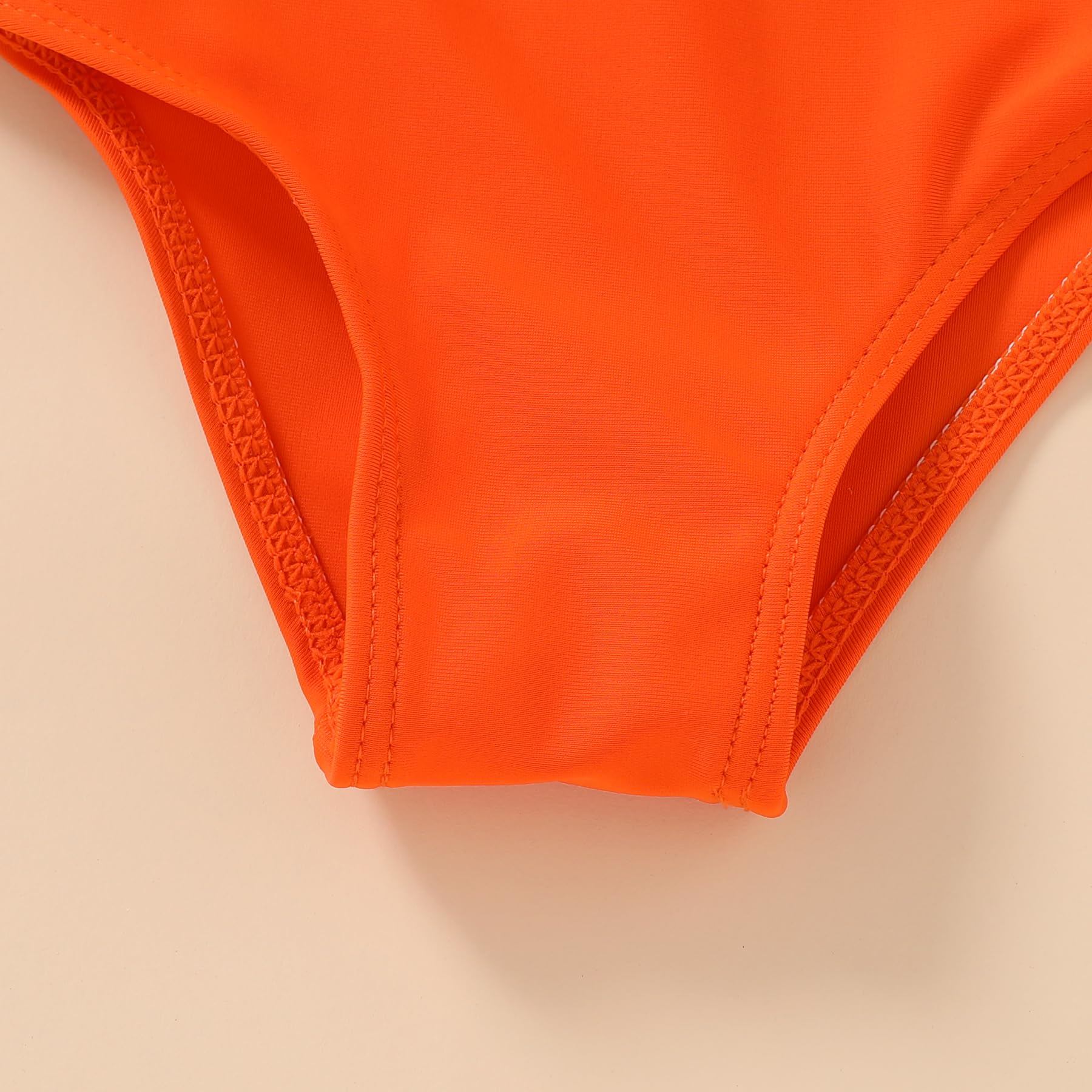 Happy Town Toddler Swimsuit Girl One Piece Bathing Suit Color Block Swimwear Baby Summer Beach Wear(12-18 Months,White Pink Orange)