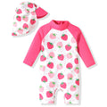Aalizzwell Newborn Infant Baby Girls One Piece Long Sleeve Swimsuit Strawberry Bathing Suit Fruit Swimwear Beach Wear NB