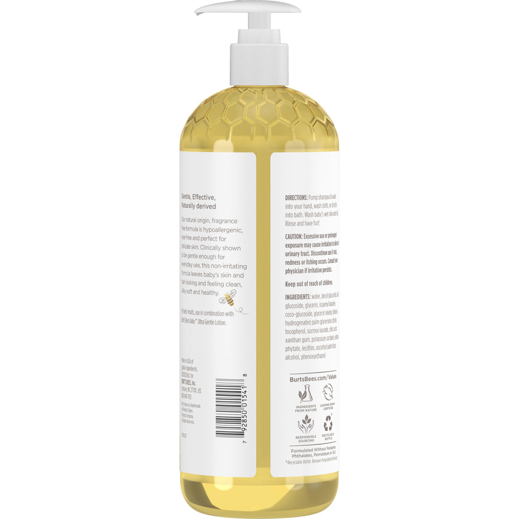 Burt's Bees Baby Sensitive Shampoo and Wash, Fragrance Free, Tear Free, Pediatrician Tested, 98.7% Natural Origin, 21 Fluid Ounces
