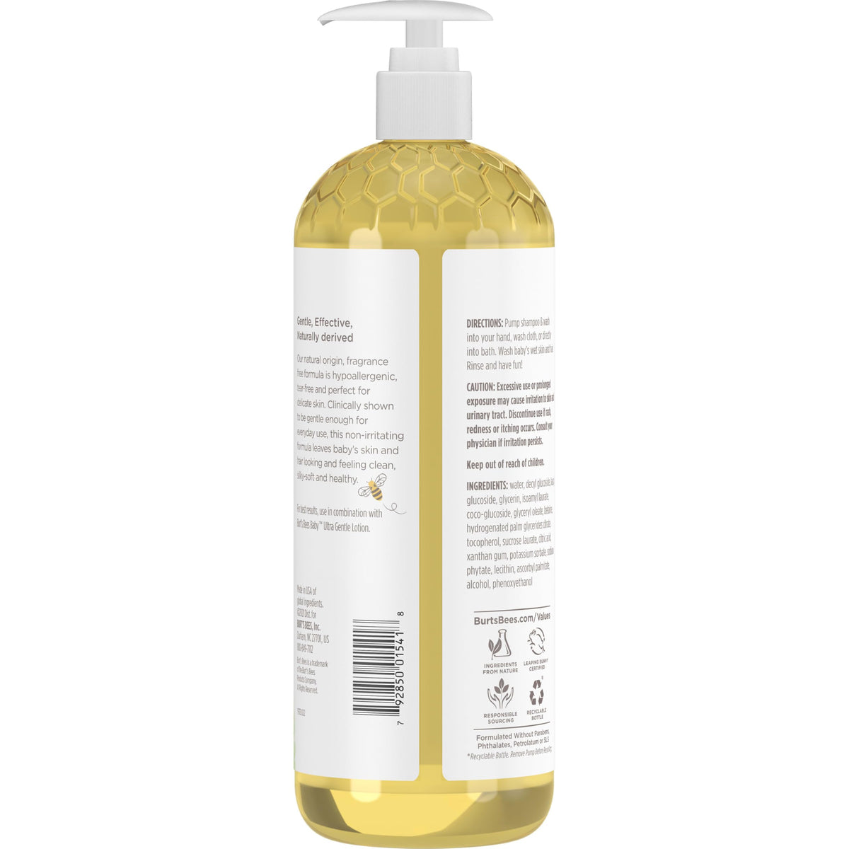Burt's Bees Baby Sensitive Shampoo and Wash, Fragrance Free, Tear Free, Pediatrician Tested, 98.7% Natural Origin, 21 Fluid Ounces