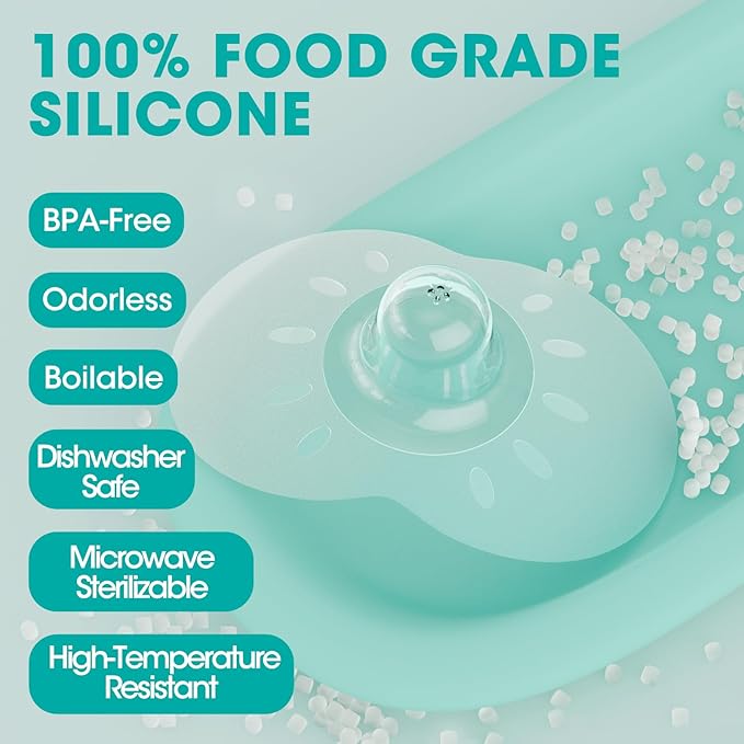 CheriBaby Nipple Shield, Contact Nipple Shield for Breastfeeding with Difficulty Sucking or Flat or Inverted Nipples, 2 Pair with Carrying Case, 100% Food Grade Silicone, BPA/BPS Free, （M-20mm）