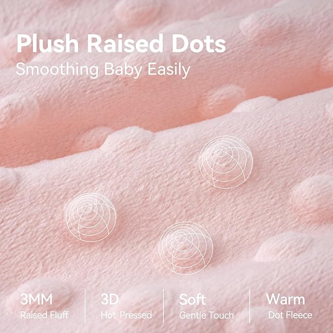 Fleece Baby Sleep Sack 0-6 Months with Plush Dots 1.5 Tog Baby Wearable Blanket with 2-Way Zipper Warm Sleeping Sack for Toddler Infant Newborn - Small, Pink