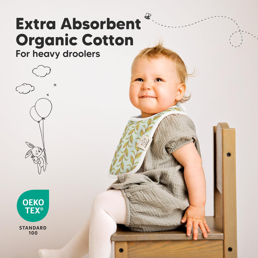 KeaBabies 8-Pack Organic Baby Bibs for Drooling and Teething (Countryside)