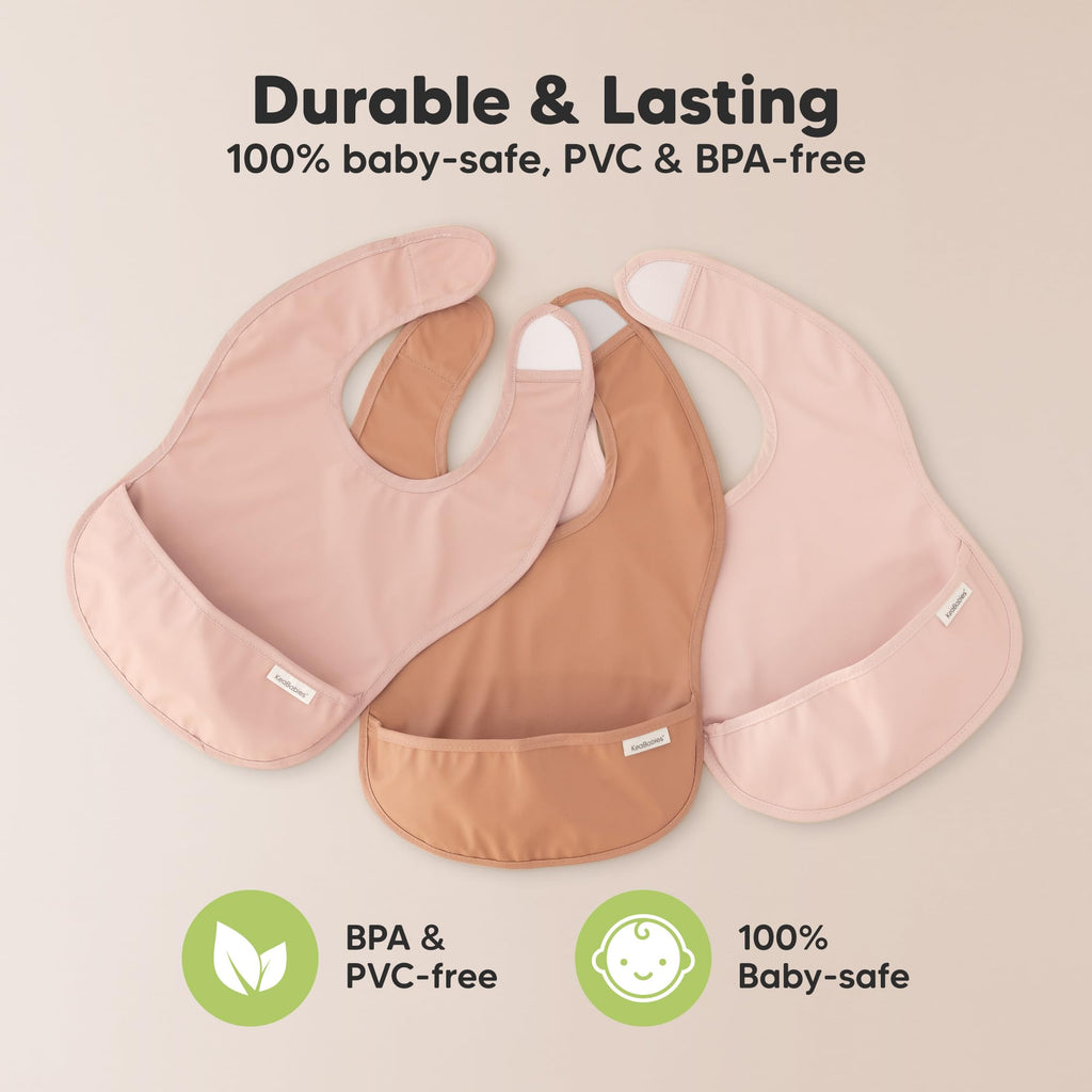 KeaBabies 3-Pack Waterproof Baby Bibs for Eating, Lightweight (Beach Day)