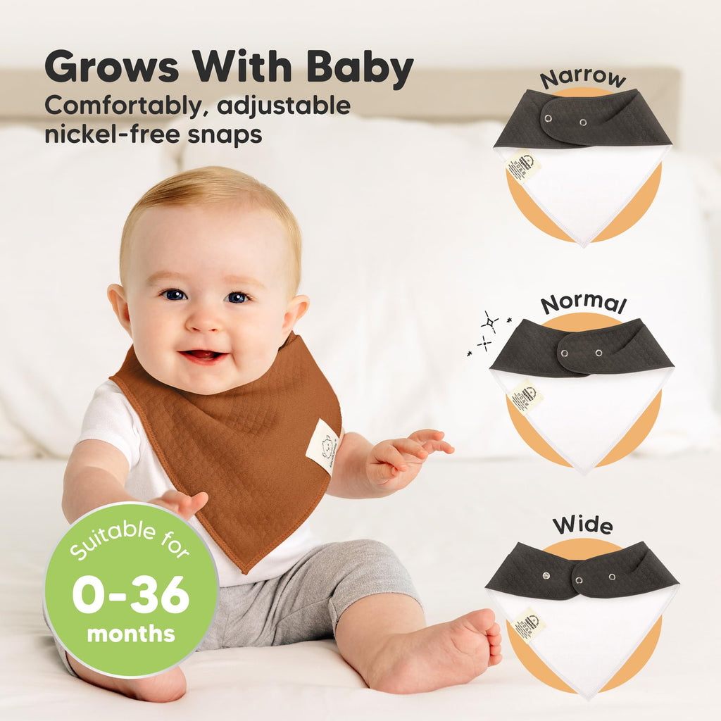 KeaBabies 8pk Organic Baby Bandana Bibs for Drooling Teething (Basic/Quin)