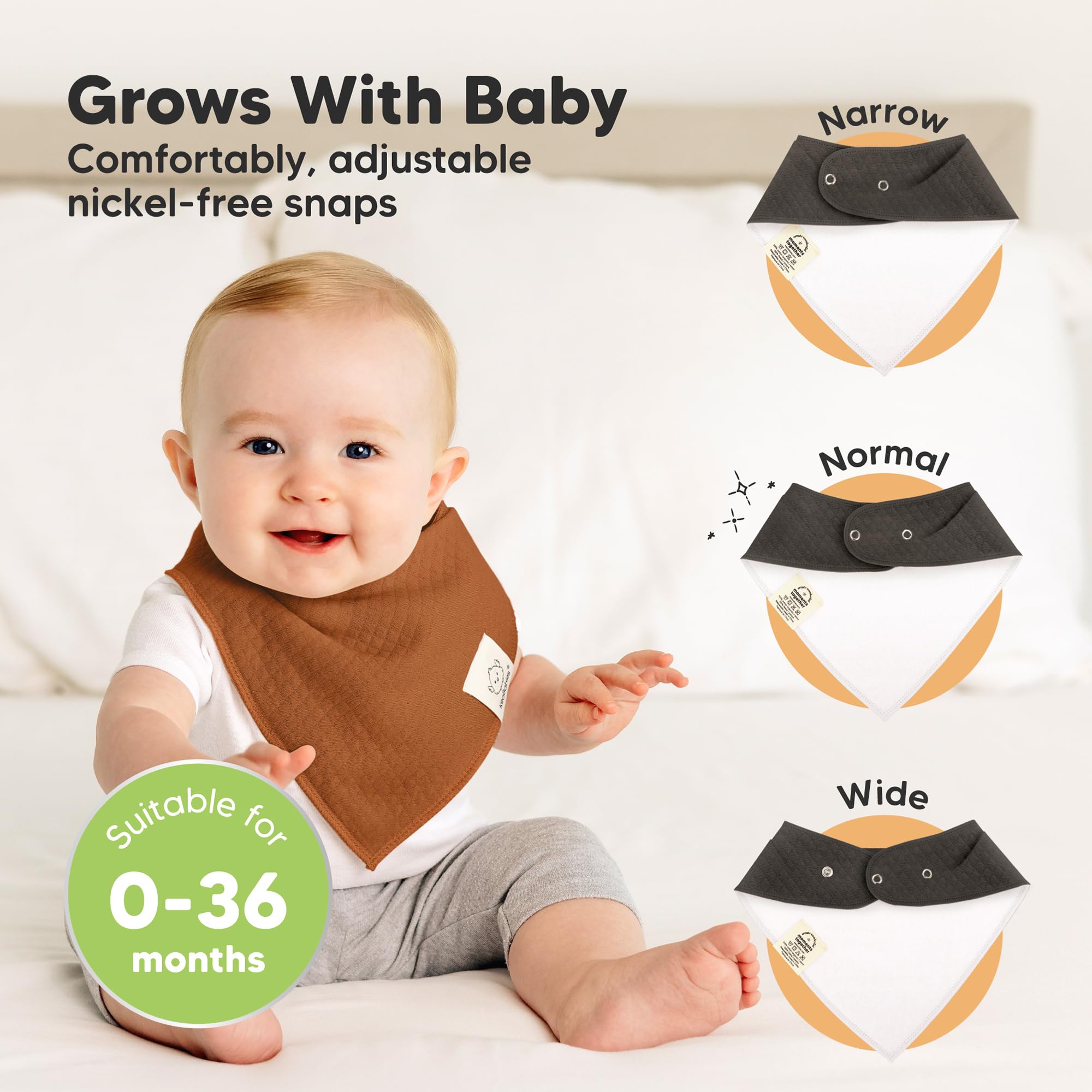 KeaBabies 8pk Organic Baby Bandana Bibs for Drooling Teething (Basic/Quin)