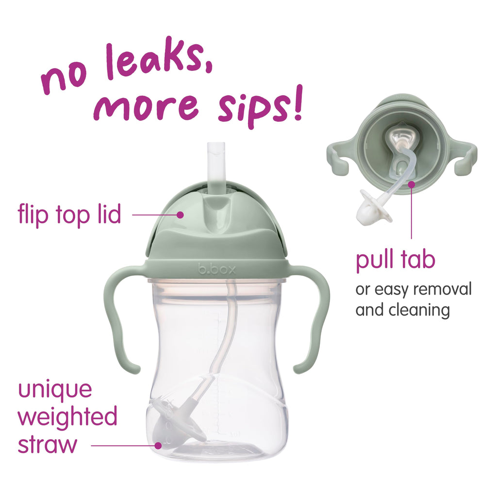 b.box Sippy Cup with Weighted Straw, Toddler Straw Cup, Spill Proof, 8oz
