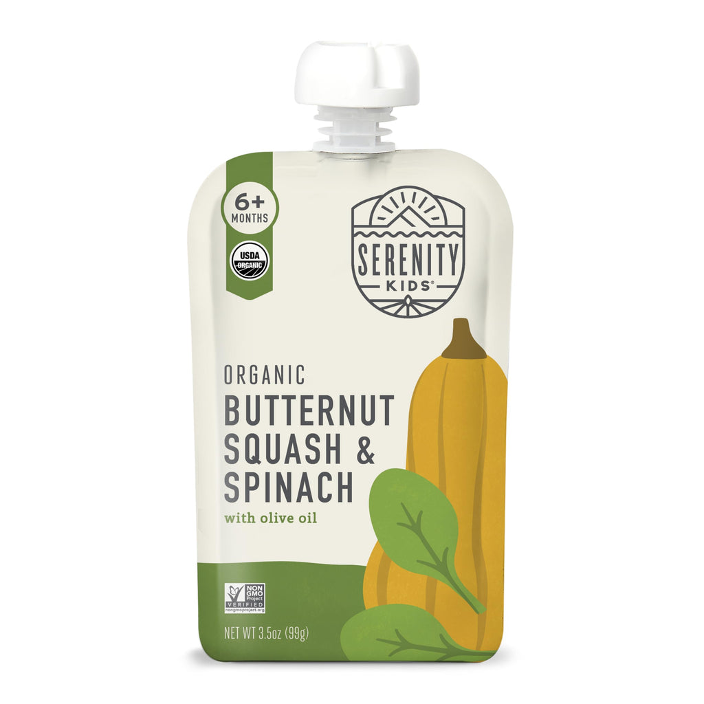Serenity Kids 6+ Months Veggie Puree Baby Food Pouches - 3.5 Oz, Pack of 12