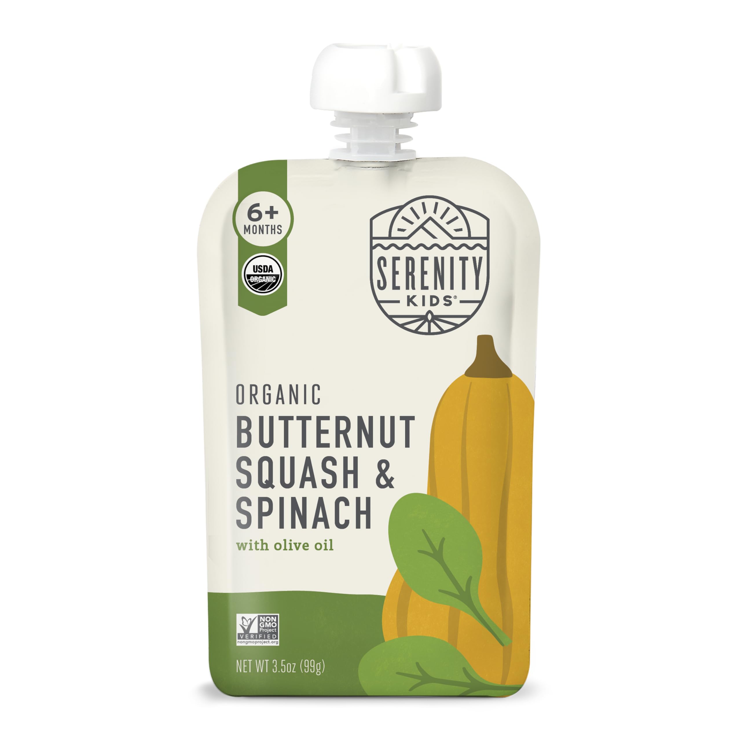 Serenity Kids 6+ Months Veggie Puree Baby Food Pouches - 3.5 Oz, Pack of 12