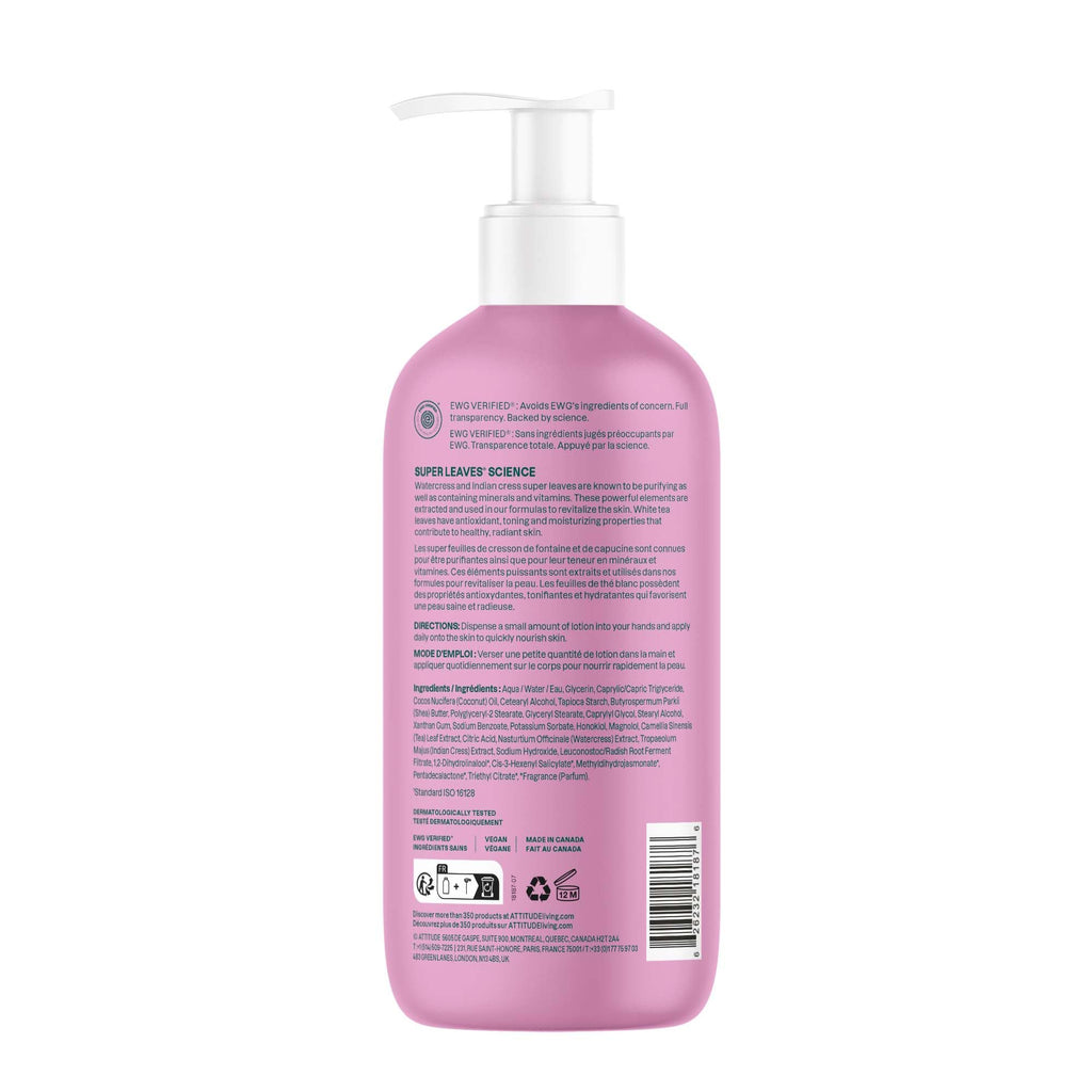 ATTITUDE Body Lotion, EWG Verified Moisturizer, Vegan Skin Care Products, Non-Greasy, Hydrating for Dry Skin, Cruelty Free, Moisturizing, Coconut & Wild Berries Scent, 16 Fl Oz