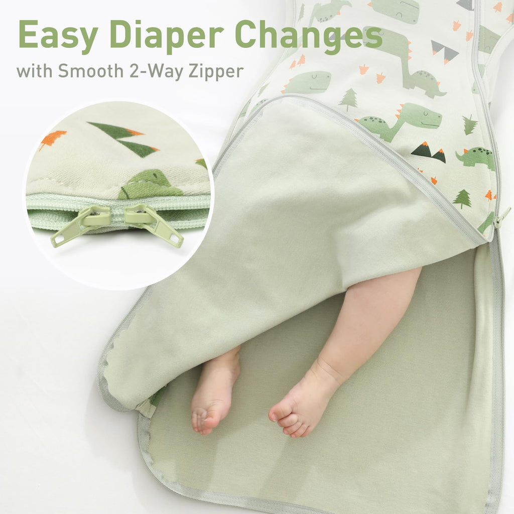Premium Soft Cotton Swaddle Blanket Sleep Sacks Arms Up Design 2 Packs 3-6 Months, Hands Up 3-Way Transitions to Arms-Free Wearable Sleeping Sack Bag for Baby Boys Girls Snug Fit Calms Startle Reflex