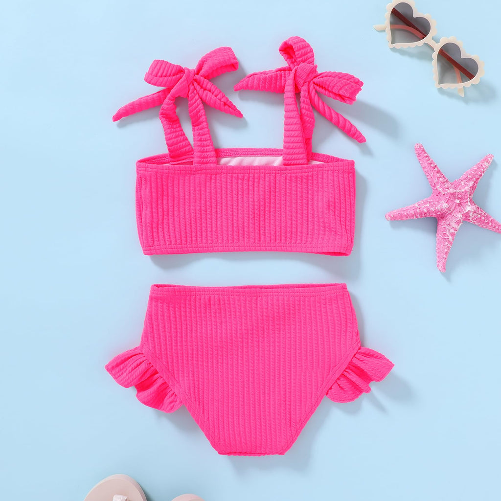 YOUNGER TREE Toddler Girls Two Pieces Swimsuit Color Block Stripe Swimwear Summer Beach Bathing Suit 18M-5T(Pink#2 4-5T)