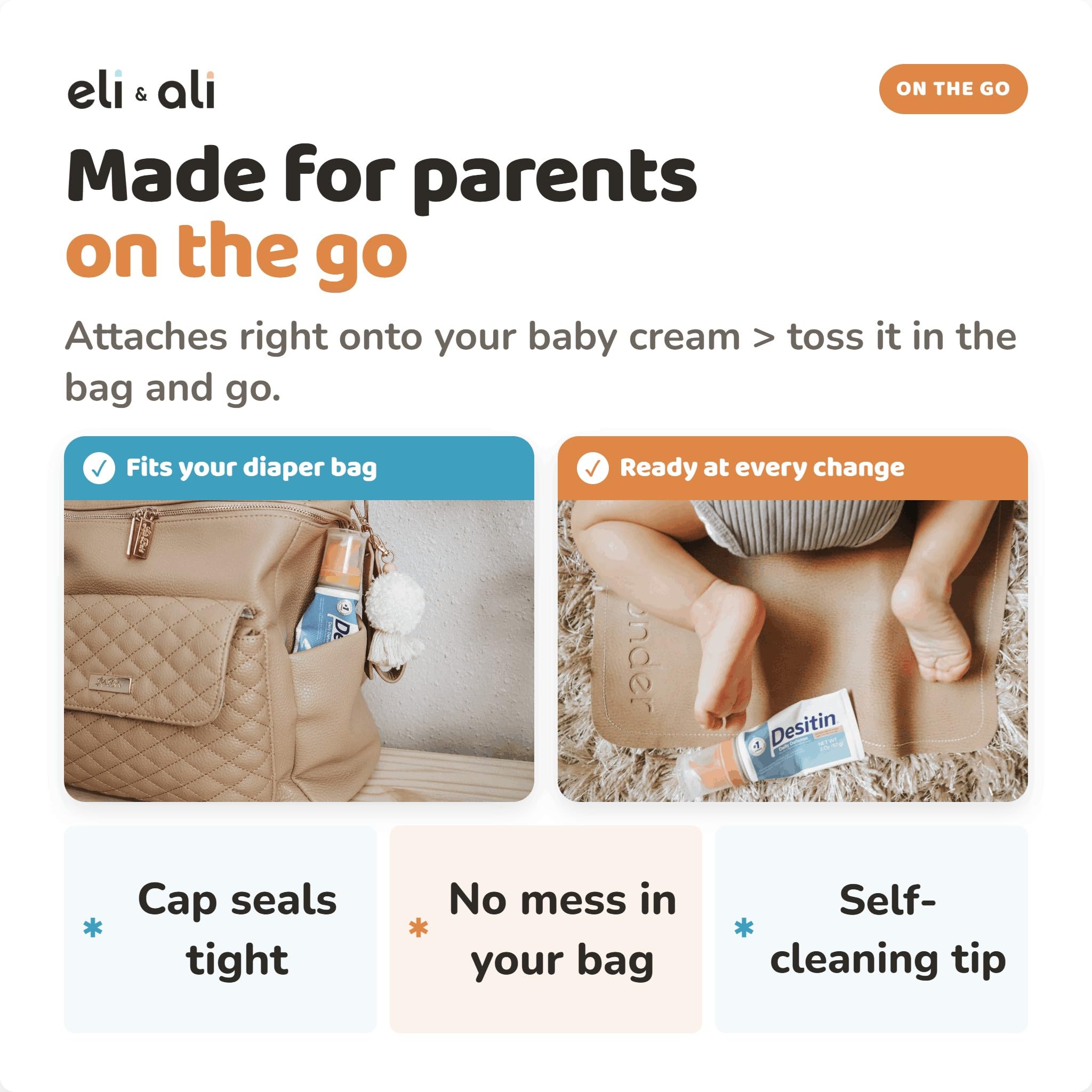 Eli & Ali Tush Swiper - Diaper Cream Applicator Fits Most Creams, Pink 2pk