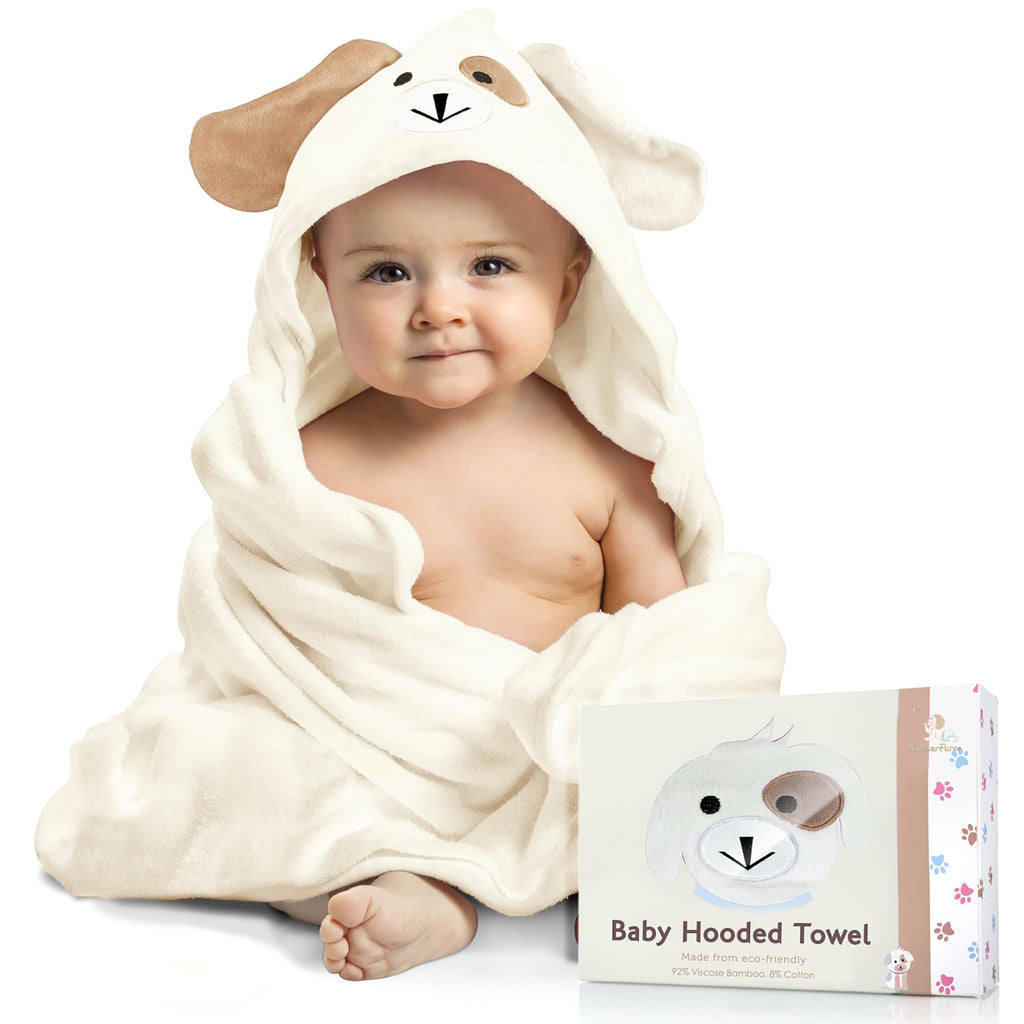 FOREVERPURE Baby Hooded Towel, Soft Viscose made of Bamboo, 35 x 35, Cream