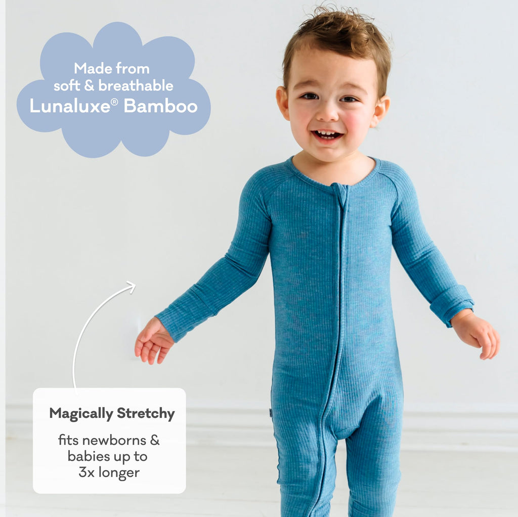 Little Sleepies Baby Pajamas, Heather Blue, Newborn