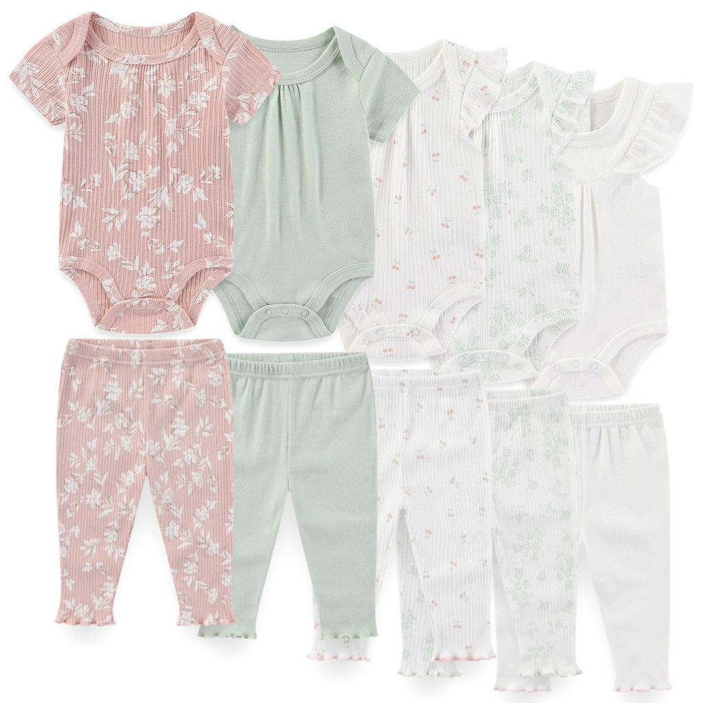 JELYLOVE 10 Pack Baby Boy Girl Bodysuits And Pants Sets New Born Outfits