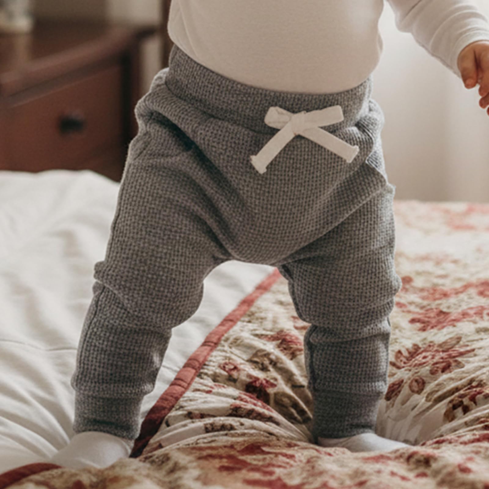 Sejardin Toddler Baby Boy Girl Pants 3 Pack Solid Color Elastic Waist Jogger Sweatpants Newborn Infant Casual Bottoms (Waffle Grey Green Apricot, 2-3 Years)