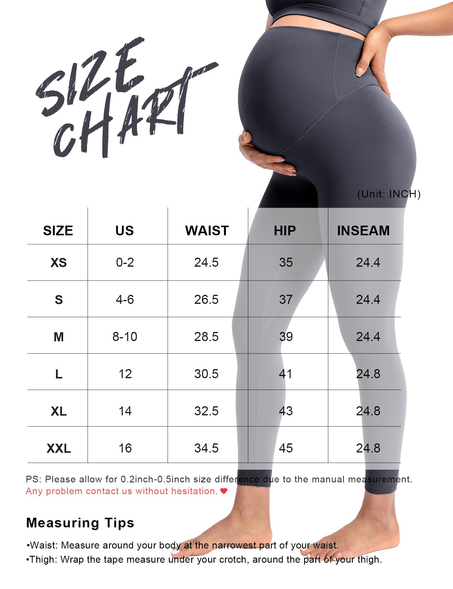 POSHDIVAH Creamluxe Maternity Leggings 25" Grey Small