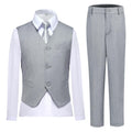 Boys Suit Vest Set Formal Dress Suits Wedding Outfit, Light Gray, Size 14
