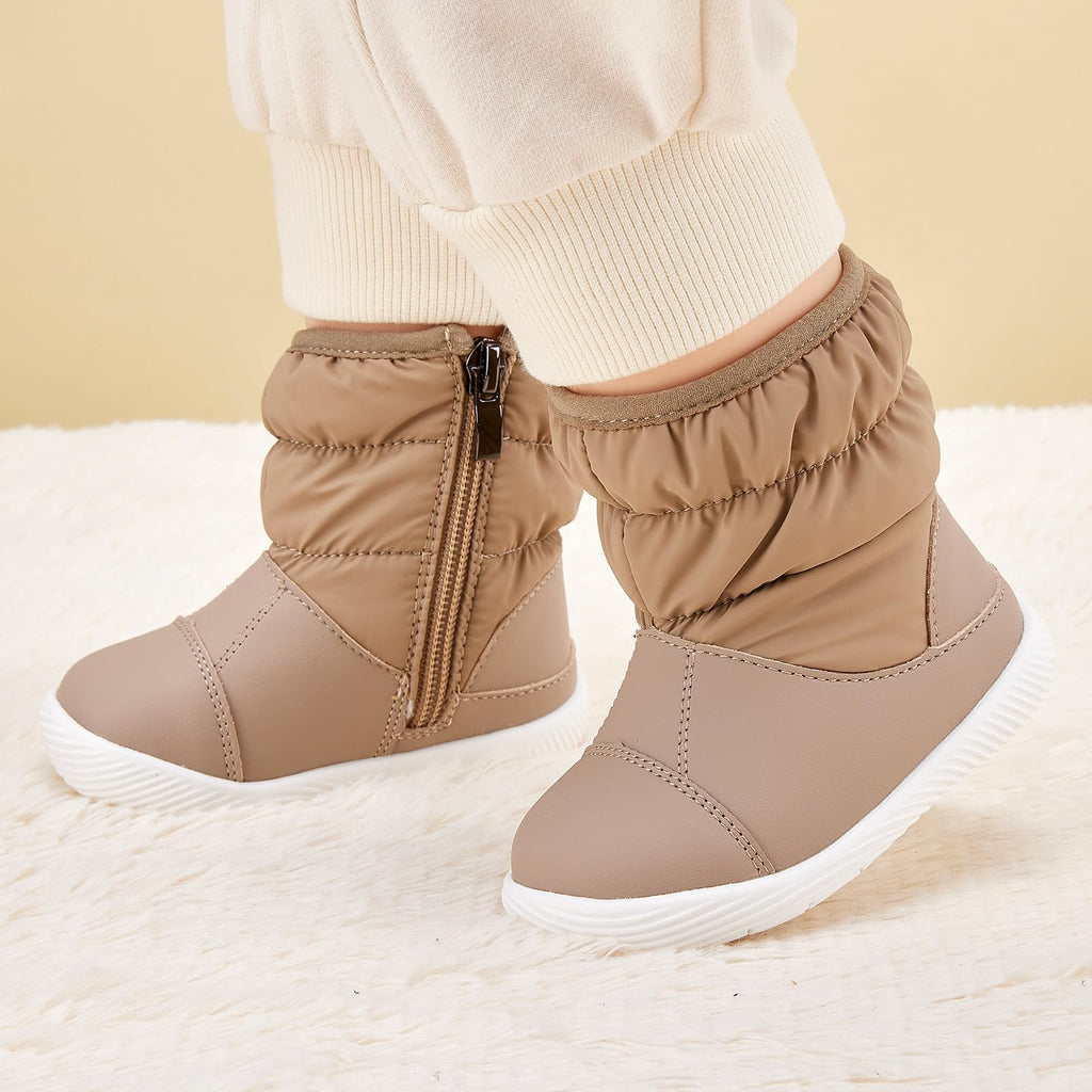 BMCiTYBM Baby Boy Girl Snow Boots Waterproof Infant Winter Warm Booties Nonslip Lightweight Outdoor Shoes for Cold Weather 6 9 12 18 24 Months Camel Size 18-24 Months Toddler