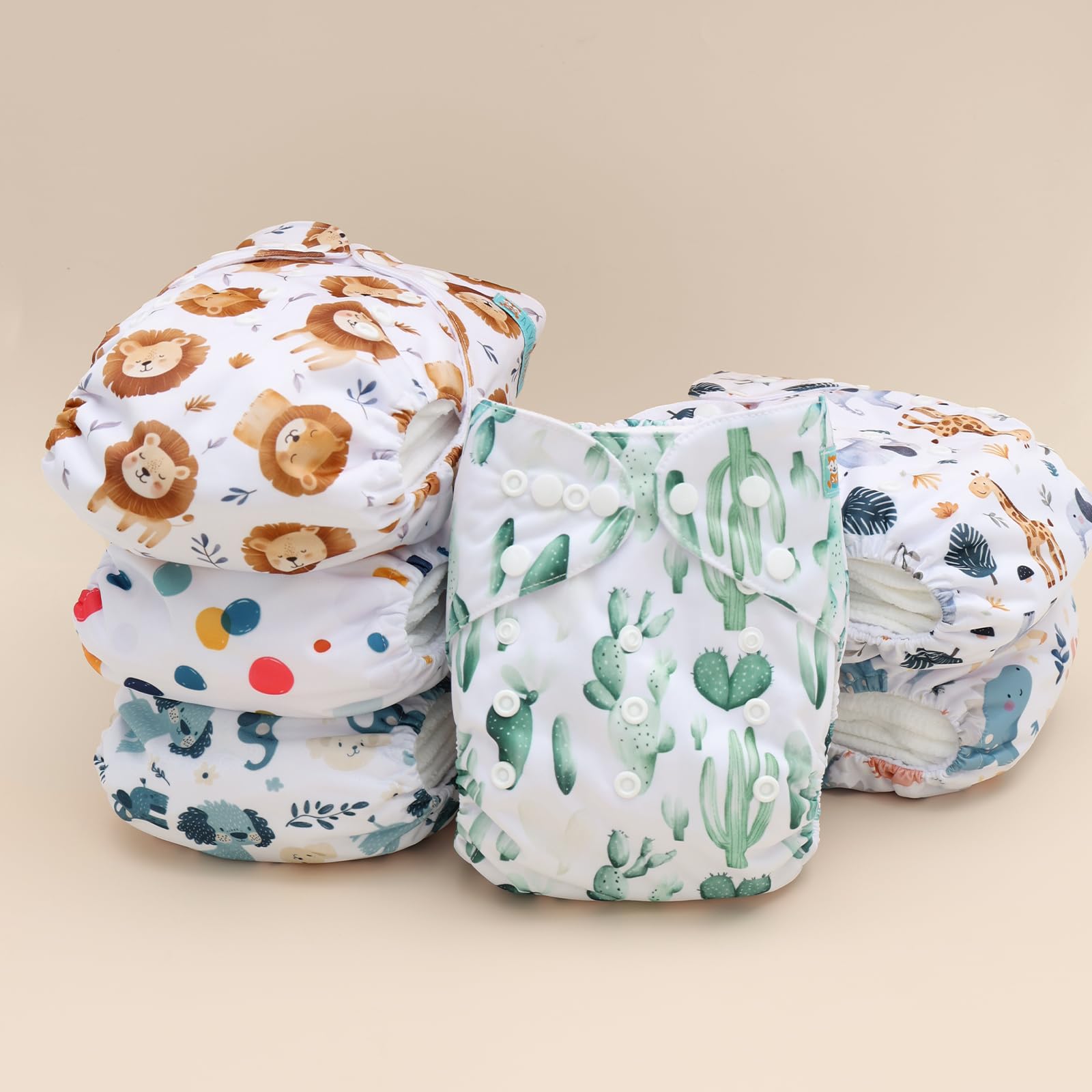 ALVA Baby Cloth Diapers 6 Pack with 12 Inserts Diaper Covers for Girl&Boy