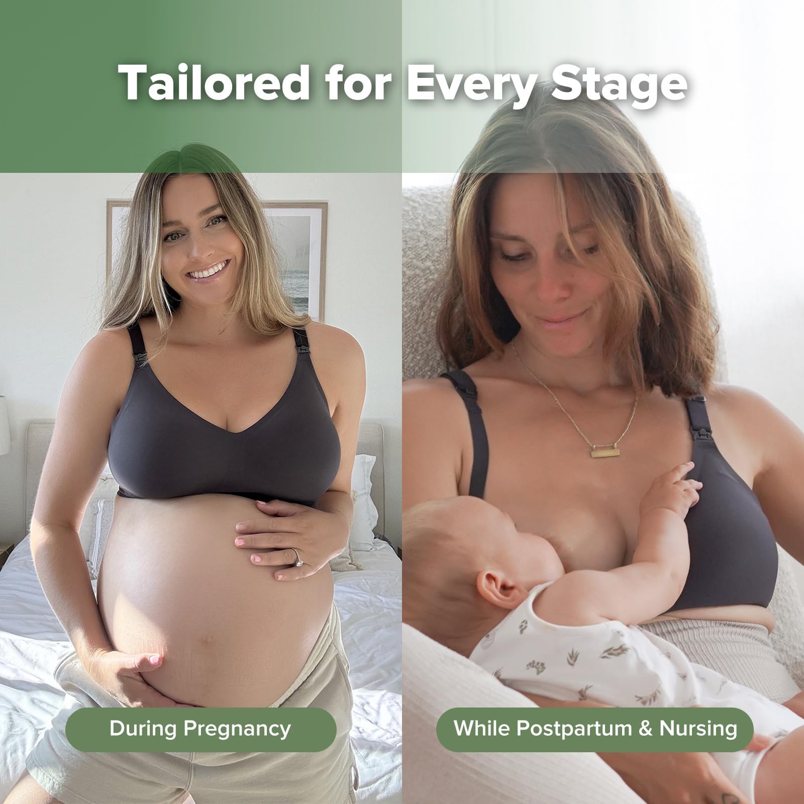 haakaa Nursing Bras for Breastfeeding, Ultra Comfort Jelly Strip“ Supportive Maternity Bras Wireless Pregnancy Bras (Black, XL)