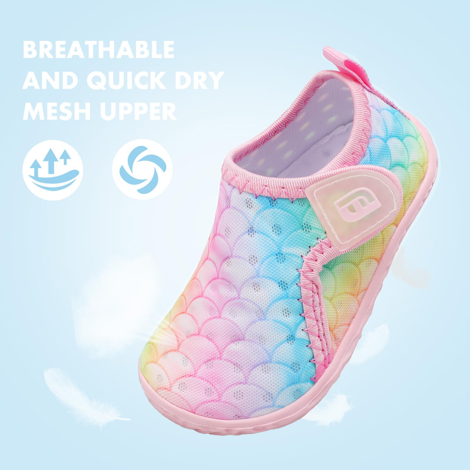 Water Shoes for Toddler Kids Boys Girls Aqua Socks Barefoot for Beach Sports Swim Blue Pink Scale 12-18 Months