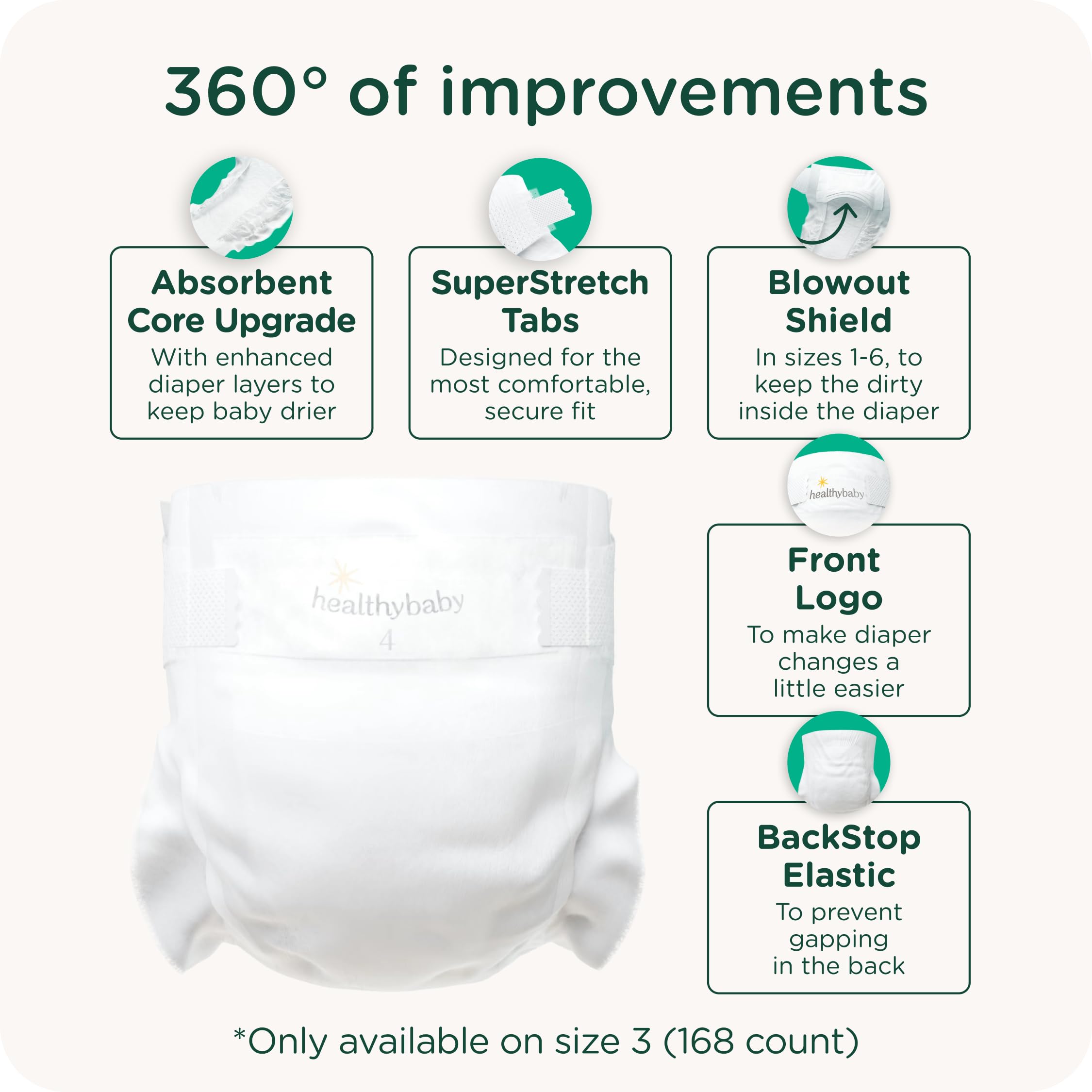 Our Diapers | The First EWG Verified & Microbiome-Friendly Diaper | 12-Hour Leak Protection | Made with Organic Cotton & Plant-Derived Materials | Totally Chlorine Free | Size 4 (22-32 lbs) 108 Count