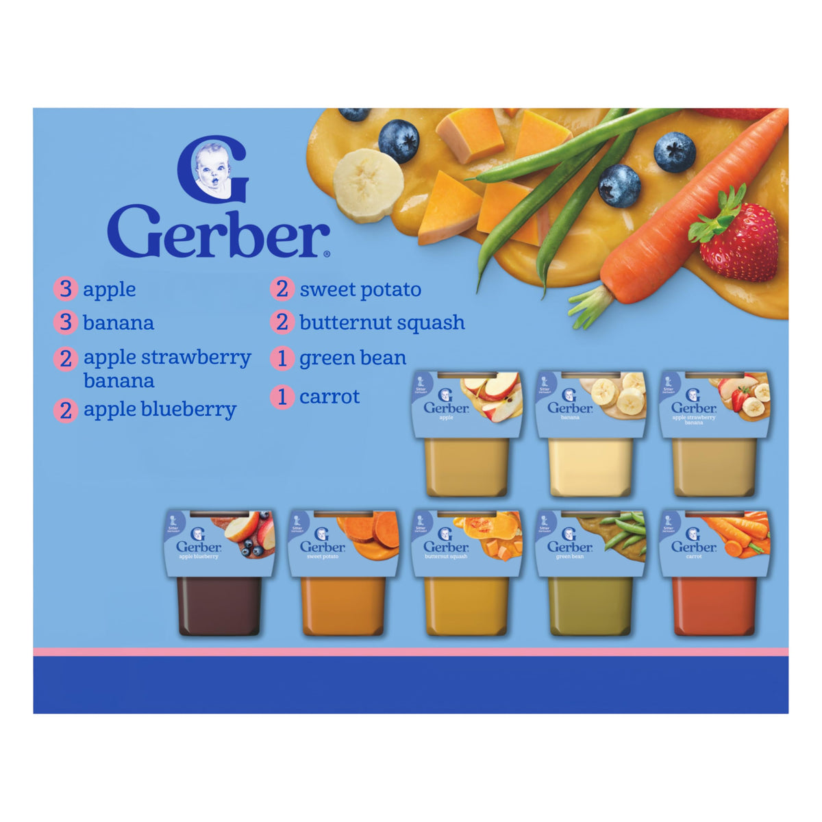 Gerber Stage 2 Super Blend Baby Food Variety Pack, 4 Oz, 32 Pack