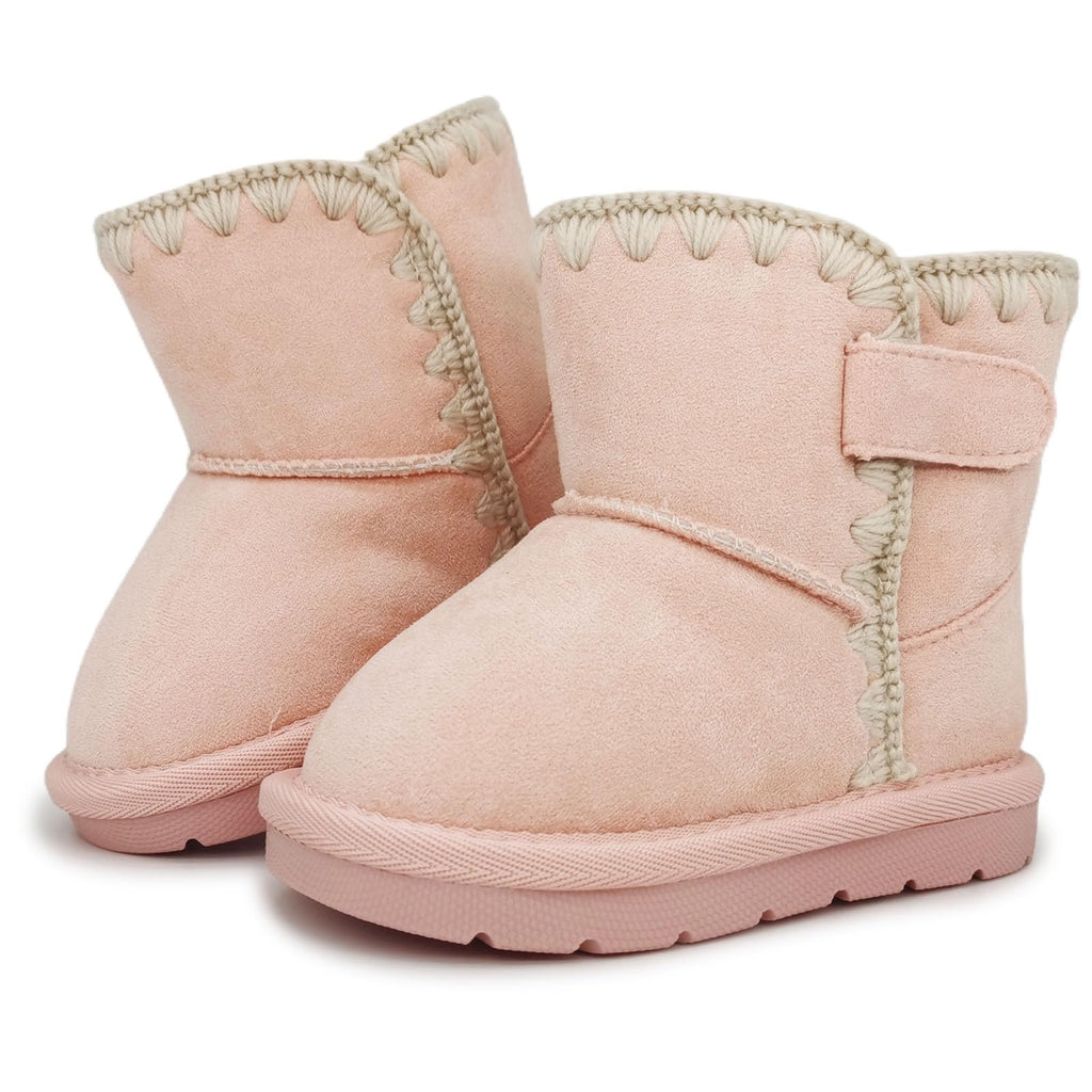 iSusuJo Baby Boots Winter Snow Booties Infant Boys Girls Outdoor Warm Shoes for Cold Weather 6 9 12 15 18 24 Months Pink Size 6-12 Months Infant