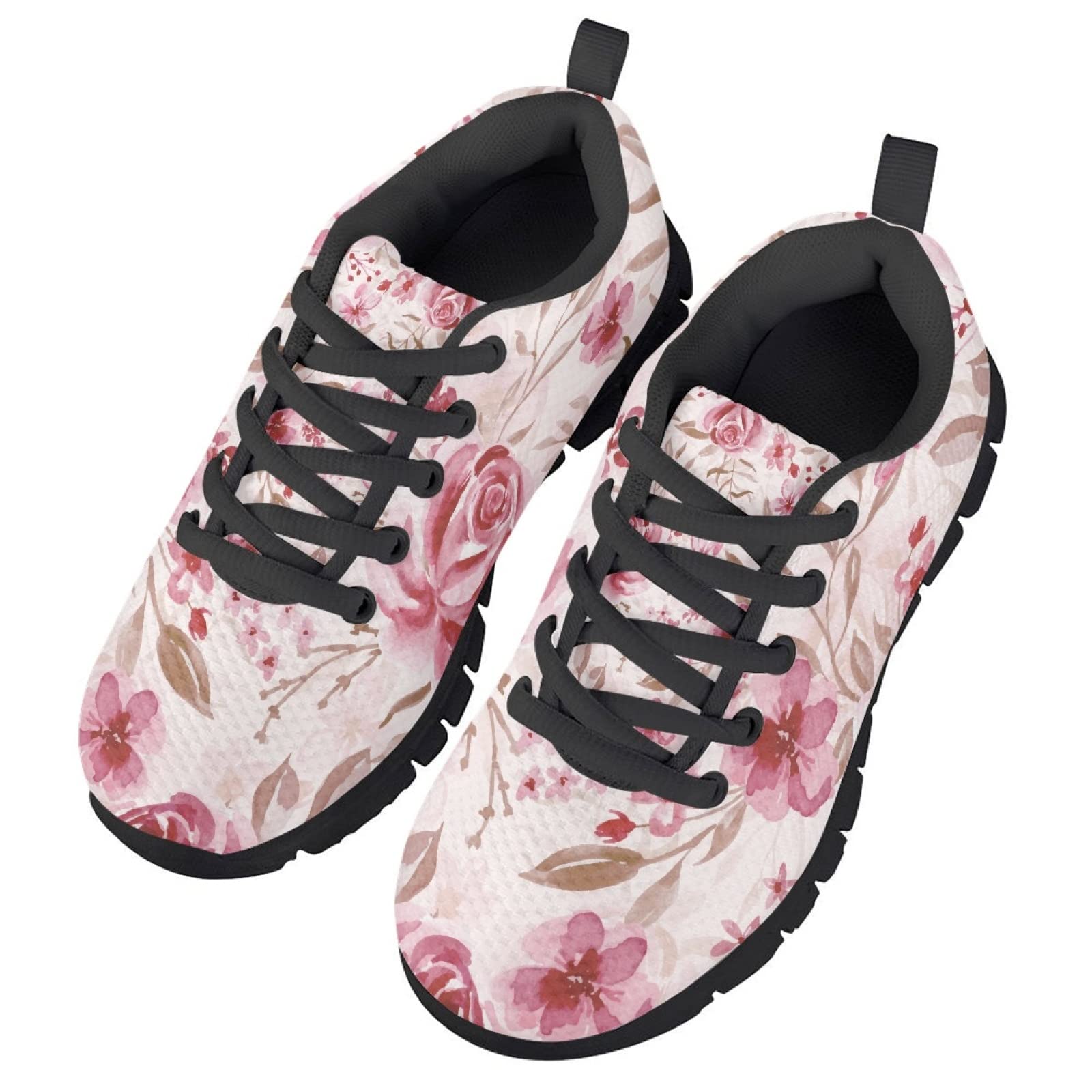 MARSVOVO Pre Walking Shoes for Boy Girl Lightweight Breathable Athletic Slip On Sneakers Casual Comfortable Resistant Sport Play Girl Running Shoes Beautiful Pink Flower Printed Size 11 US