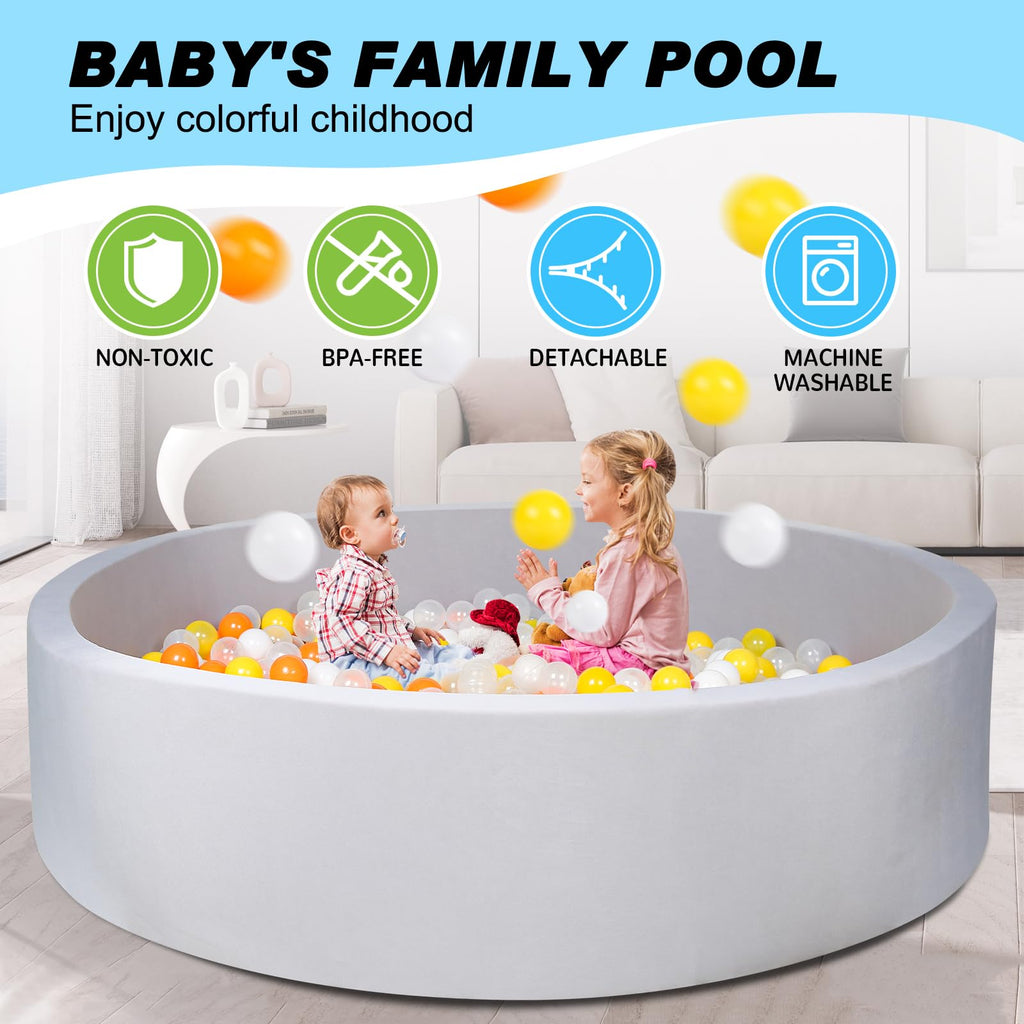 Foam Ball Pit for Toddlers Kids Children, CALEPTONG 47.2"x 13.8" Super Large Ball Pits for Babies with Soft Memory Sponge, Indoor Outdoor Baby Playpen, Kids Play Ball Pool, Balls NOT Included