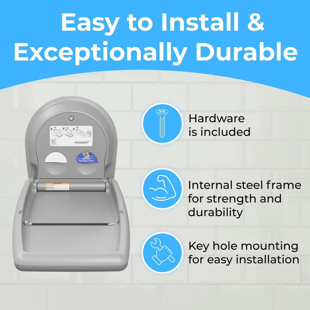 Koala Kare Surface-Mounted Horizontal Baby Changing Station, Model KB300-01 (Grey)