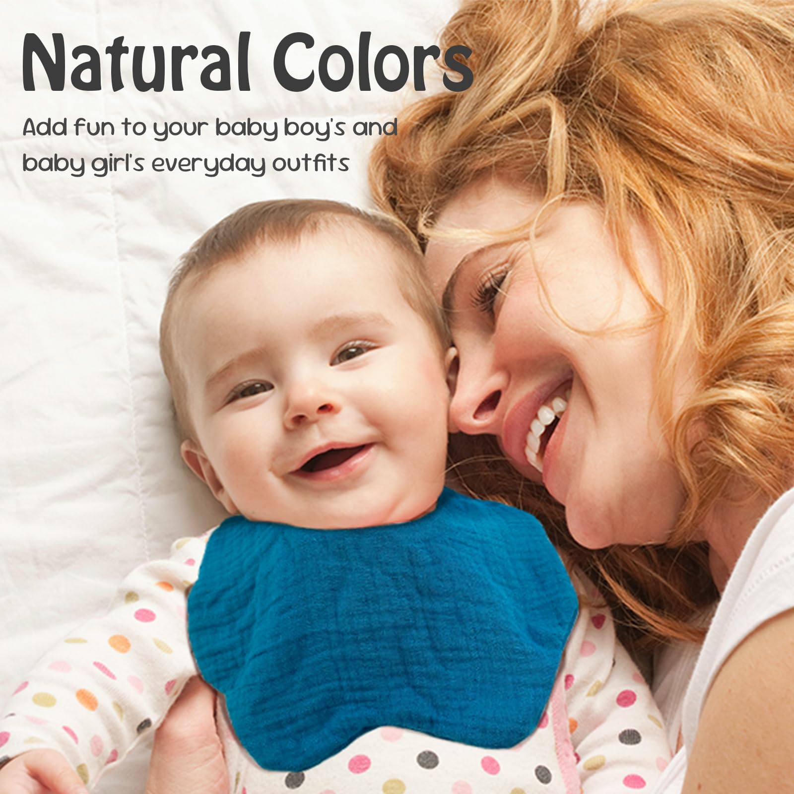 DOSMINE Organic Cotton Muslin Baby Bibs 10 Pack Absorbent Adjustable