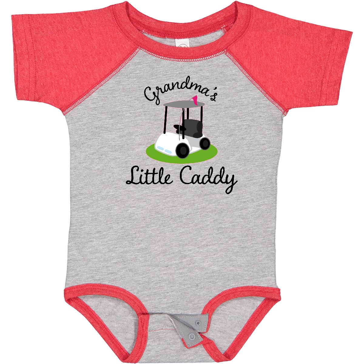inktastic Grandma's Little Caddy Golf Baby Bodysuit 6 Months Baseball Heather and Red 22b10