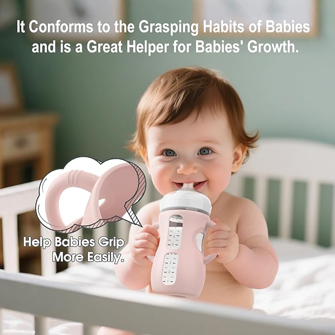 3PCS Philips Avent Glass Bottle Silicone Sleeves with Handles, Compatible with Philips Avent Glass Bottles 4 oz, Suitable for Avent Baby Bottles 4 oz, and Easy to Clean
