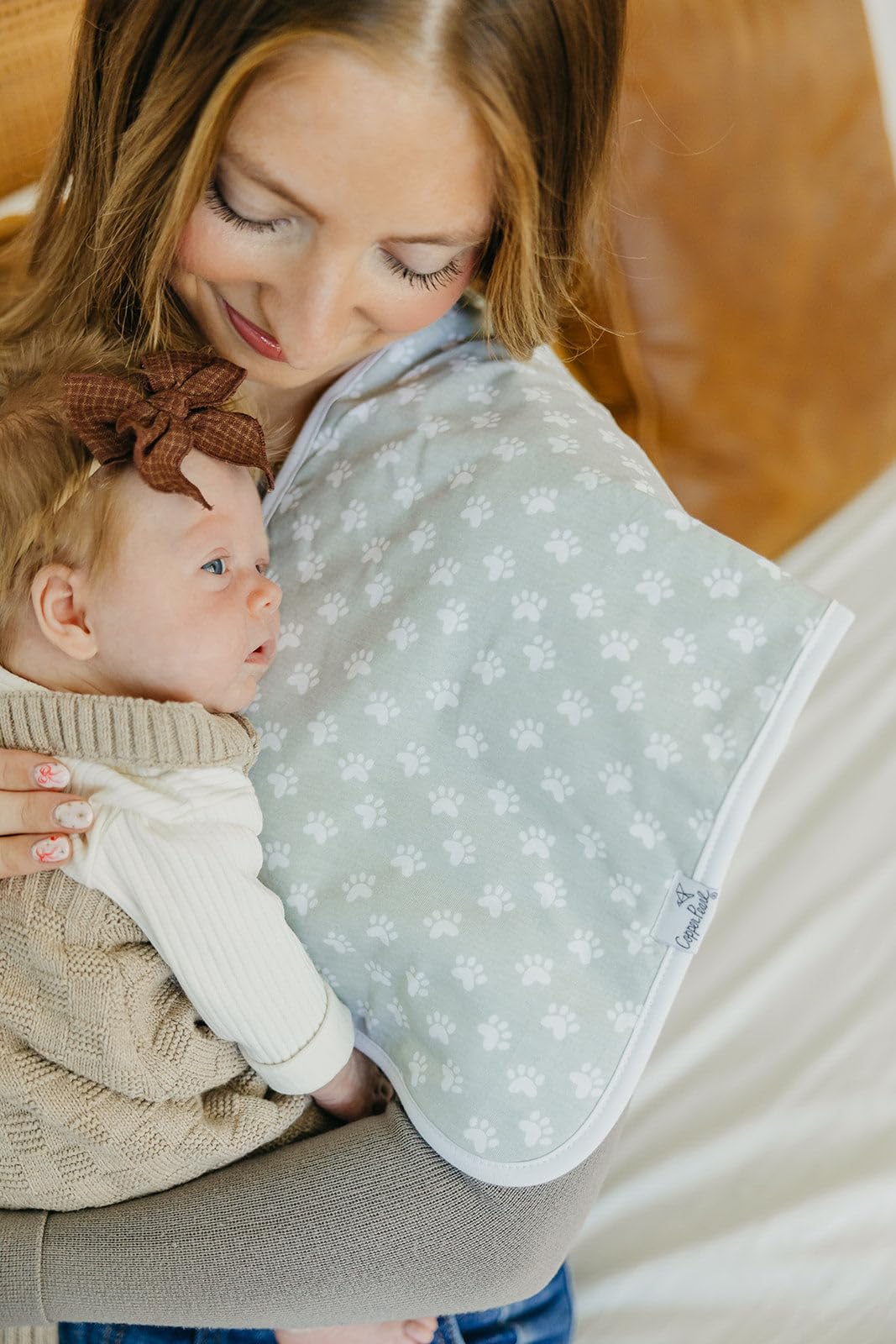 Copper Pearl Premium Baby Burp Cloths - 3-Pack Large Cotton Burp Cloths, Extra Soft Spit Up Rags with 3 Absorbent Layers, Perfect for Baby Boy and Baby Girl Gifts (21" x 10" Size, Rufus Set)