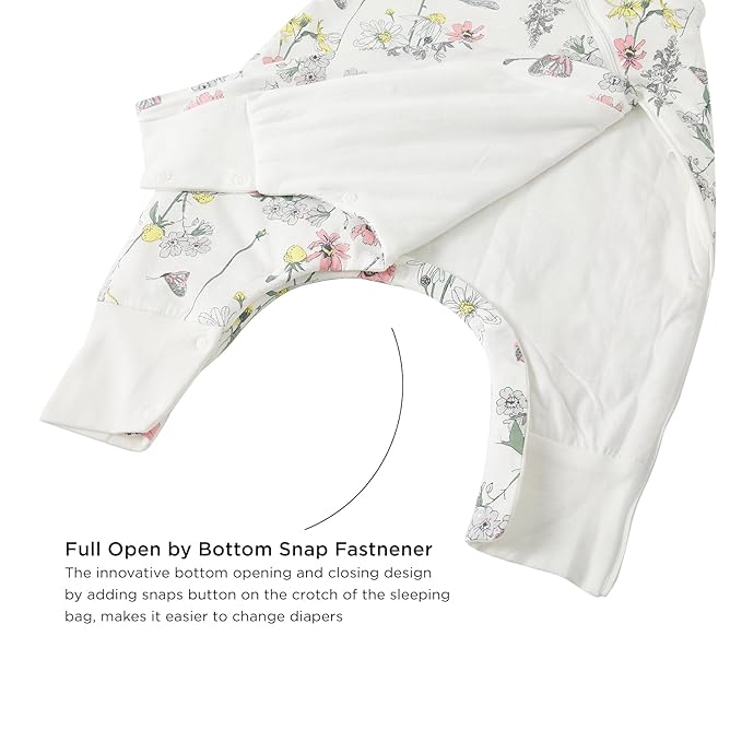 Duomiaomiao 1.5 TOG Toddler Sleep Sack 36-48 Months 100% Cotton Four Season Side Open Zipper Baby Sleep Sack with Feet, Breathable Toddler Wearable Blanket