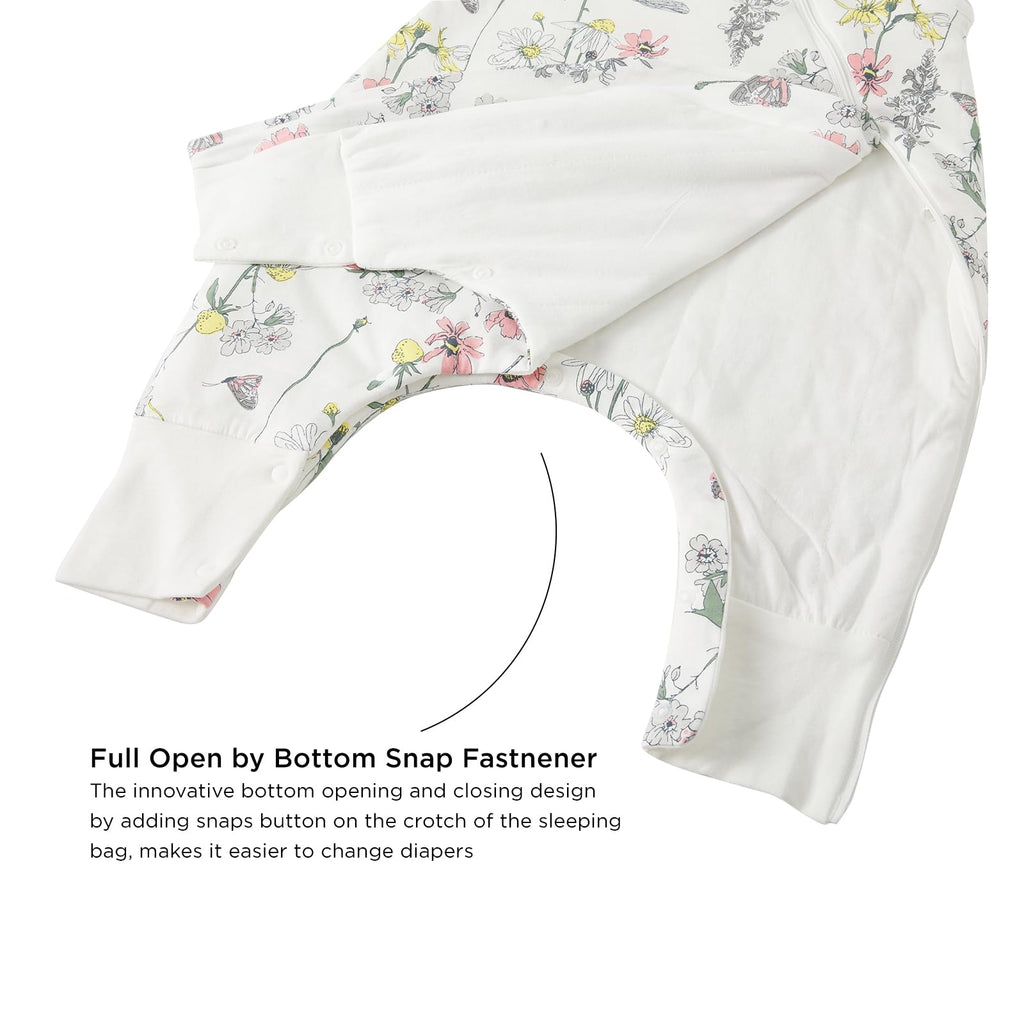 Duomiaomiao 1.5 TOG Toddler Sleep Bag 24-36 Months 102% Cotton Four Season Side Open Zipper Baby Sleep Sack with Feet, Breathable Toddler Wearable Blanket