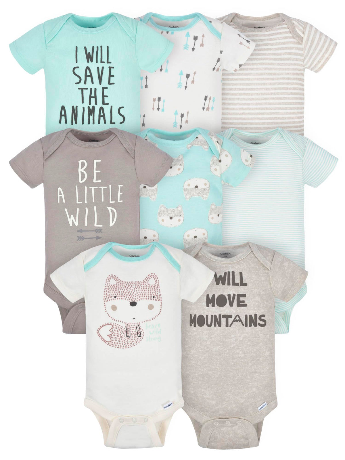 Gerber Baby Boys 8-pack Short Sleeve Onesies Bodysuits And Toddler T-Shirt Set, Bear, 3-6 Months US
