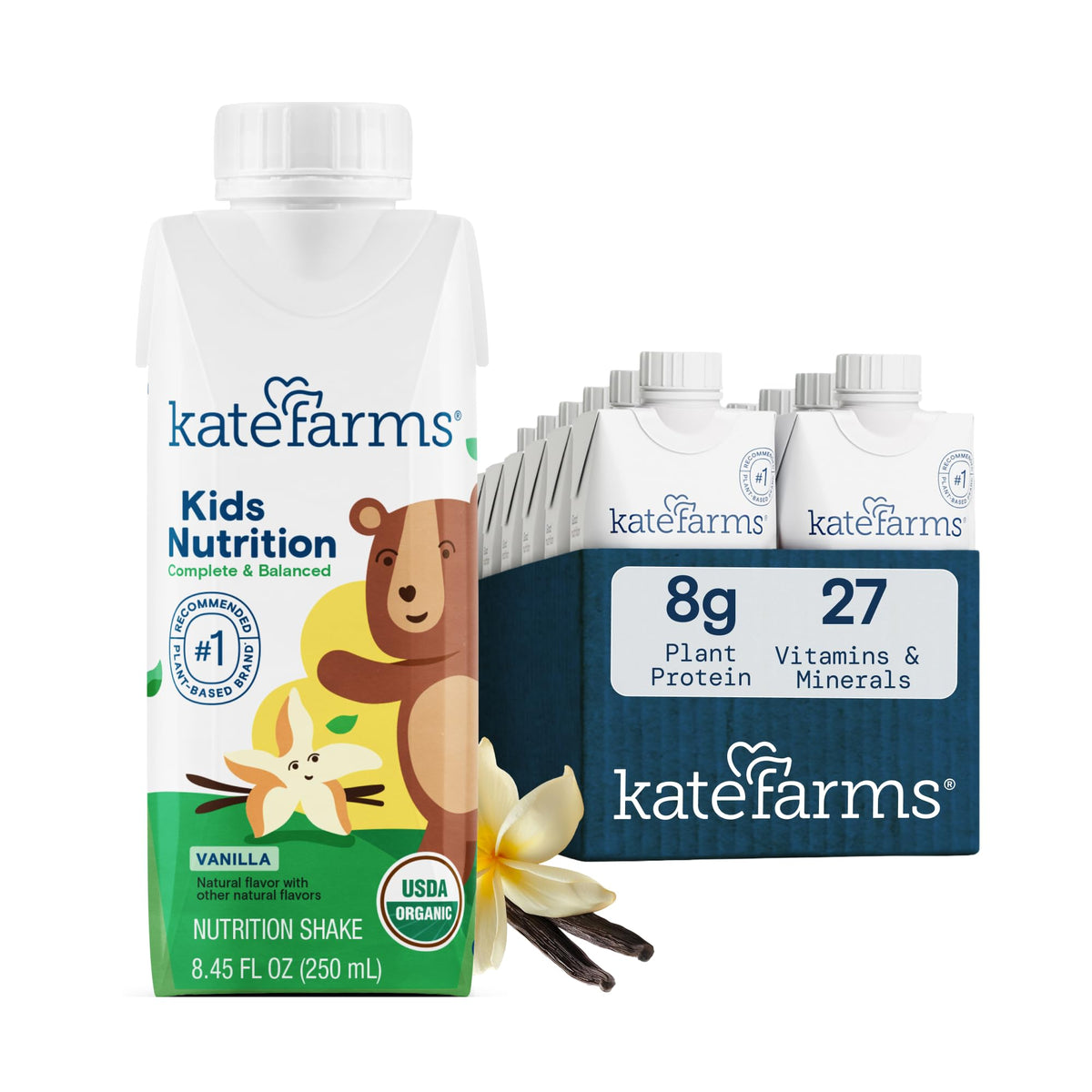 KATE FARMS Kids Nutrition Shake, Strawberry, 8g Protein, 6 Pack