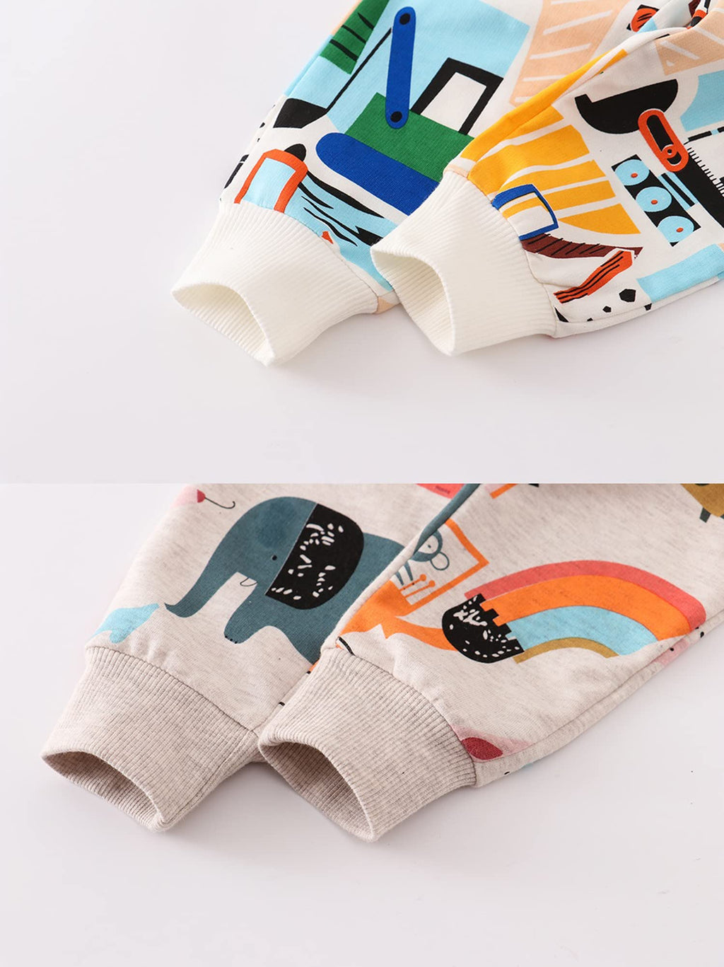 HUAER& Baby Boy's Jogger Pants Dinosaur Car Drawstring Elastic Sweatpants 2 Pack (Beige + Beige Car 3T)