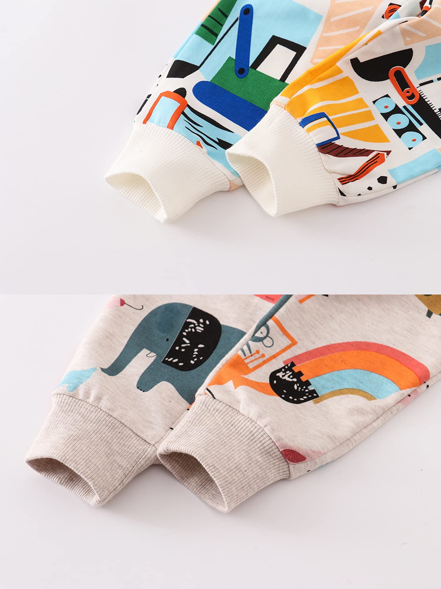 HUAER& Baby Boy's Jogger Pants Dinosaur Car Drawstring Elastic Sweatpants 2 Pack (Beige + Beige Car 3T)