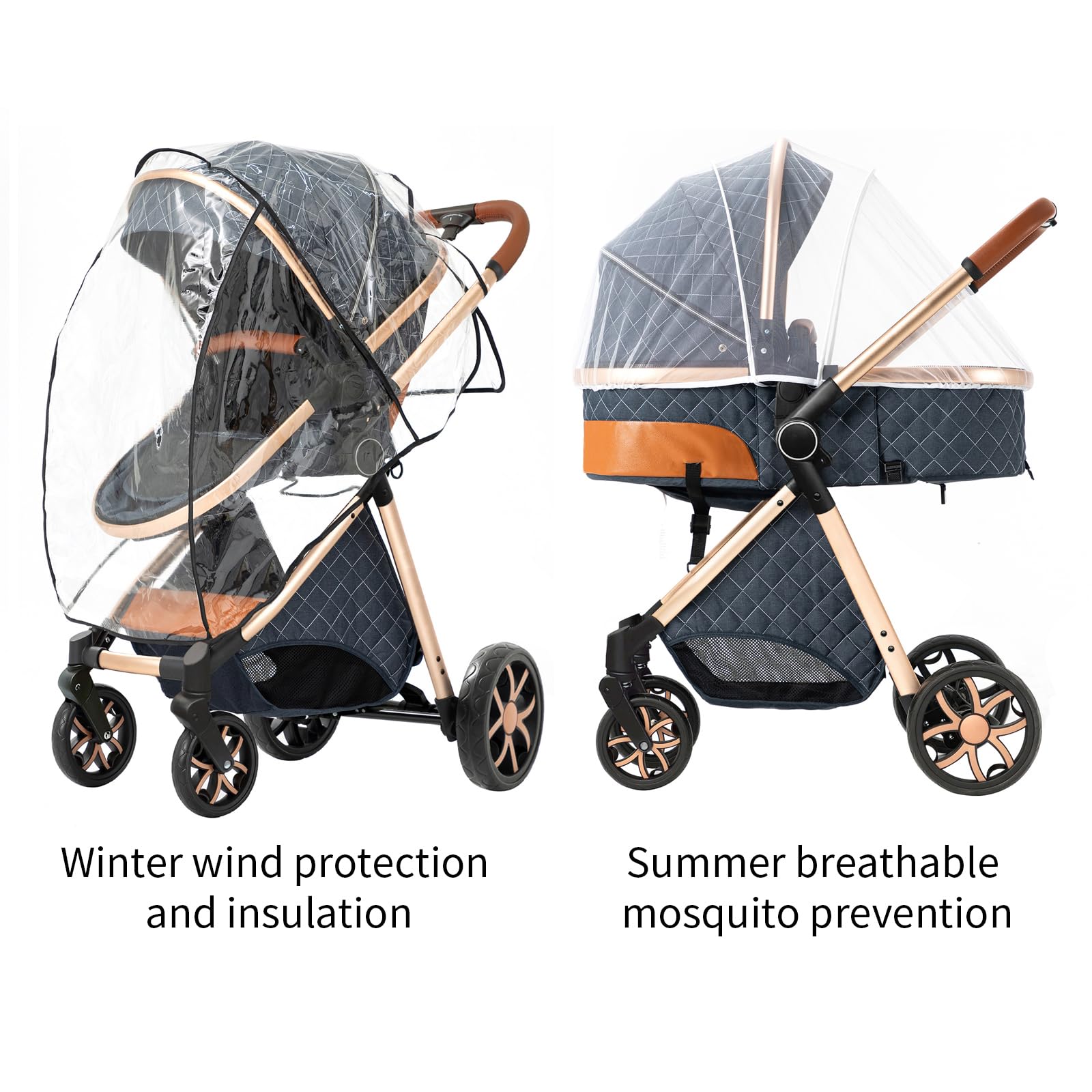 Doraystar 2 in 1 Baby Stroller with Bassinet Mode, Reversible Infant Pram, One-Click Folding, Newborn Travel Stroller, Convertible Toddler Standard Pram Carriage (X2US-Khaki)