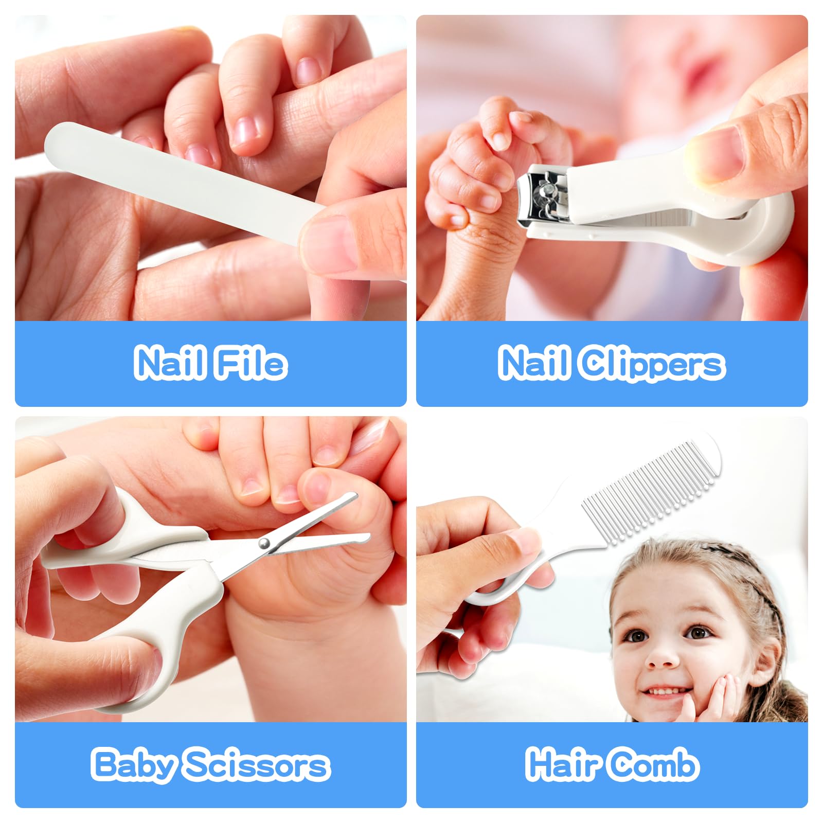 Baby Grooming Kit for Boys Girls Safety Newborn Nursery Essentials Grooming Set Gift for First-time Parents, Grey White 25 in 1