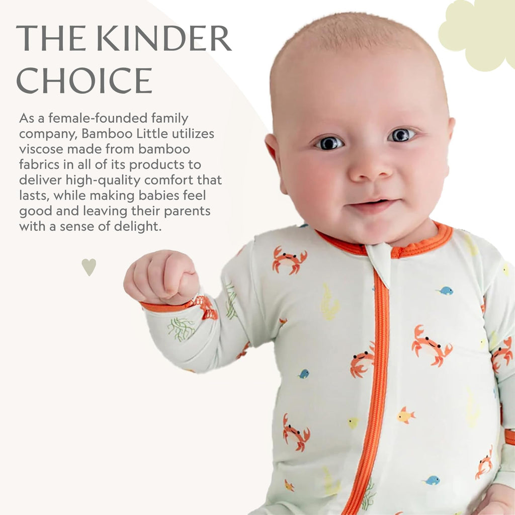Bamboo Little Soft Baby Footie Pajamas, Crab, 18-24 Months
