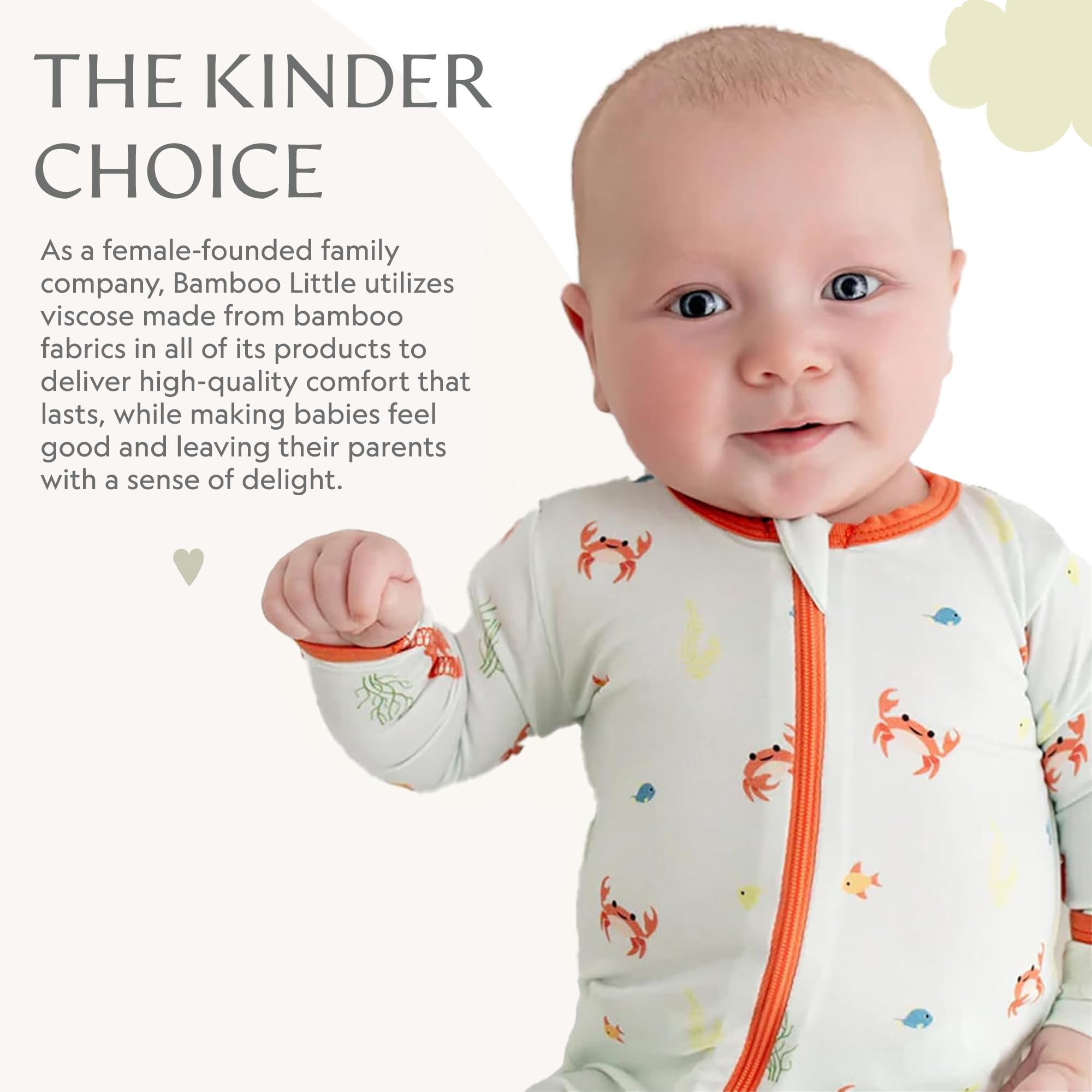 Bamboo Little Soft Baby Footie Pajamas, Crab, 18-24 Months