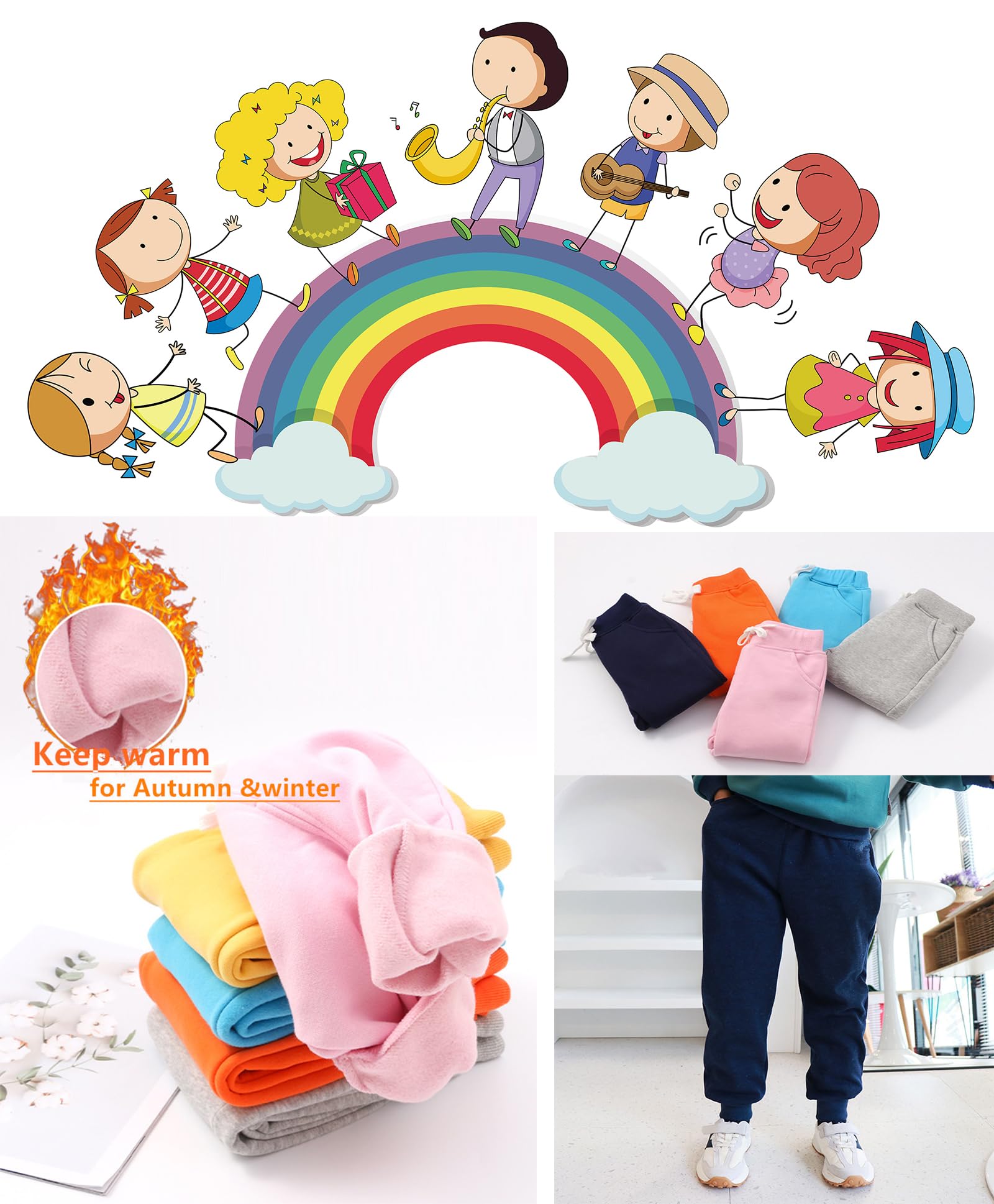 CuteOn Unisex Toddler Jogger Pants Kids Cotton Elastic Waist Winter Baby Sweatpants Pants 1Years Yellow