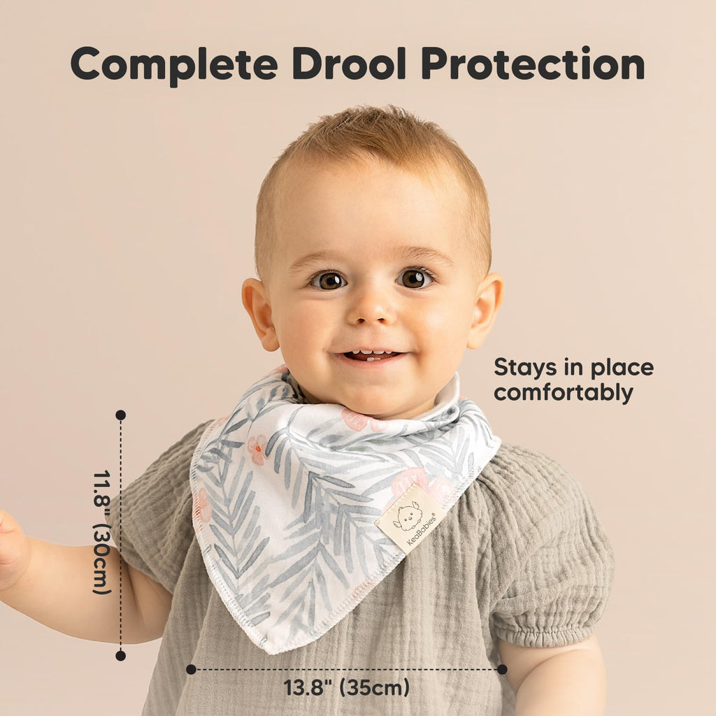 KeaBabies 8pk Organic Baby Bandana Bibs for Drooling and Teething (Bloom)